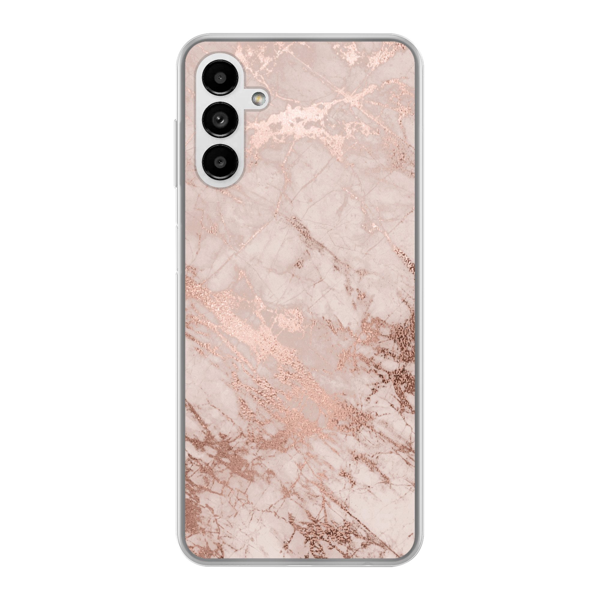 MuchoWow Handyhülle für Samsung Galaxy A04s Marmor - Rosa - Luxus - Marmoroptik - Glitzer, Handy Case, Silikon, Bumper Case Dünn