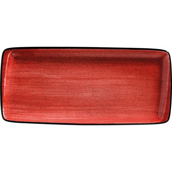 Bonna Servierplatte 6x Bonna Aura Passion 34x16cm Servierplatten Speiseteller Rot Porzellan