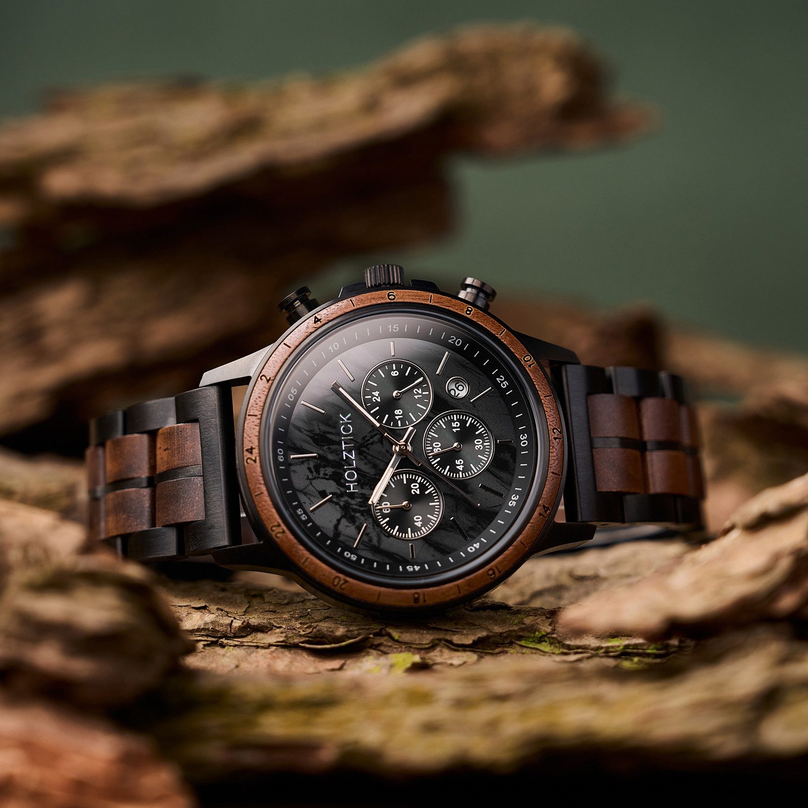Holztick Bavaria Chronograph Alois ALOIS, Ziffernblatt aus Marmor