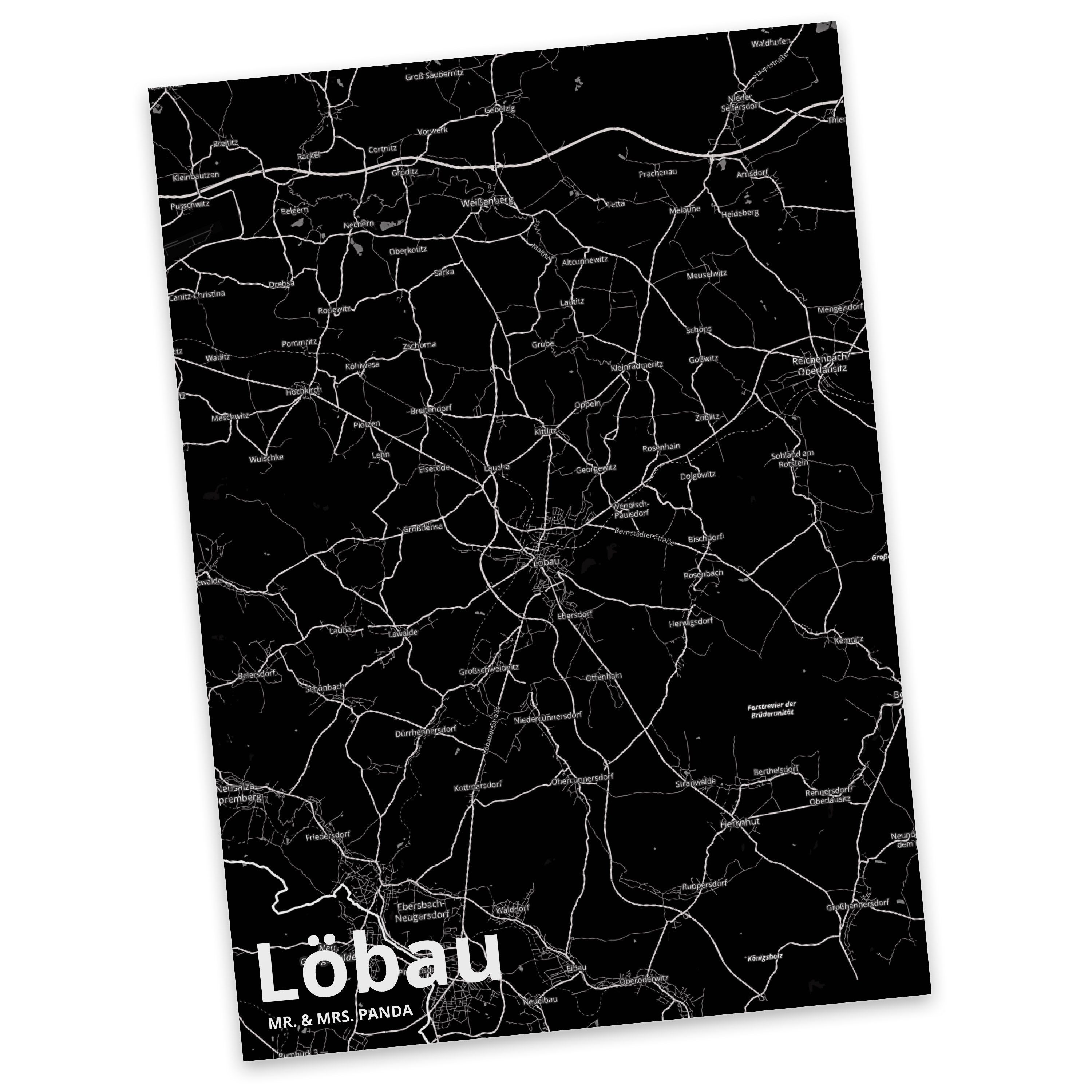 Panda Stadt Karte Geschenk, Postkarte Einladung Map Dorf Löbau Landkarte - Mrs. & Stadtplan, Mr.