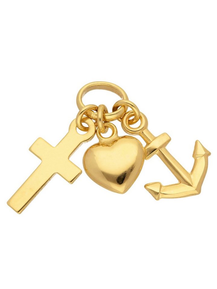 Adelia´s Kettenanhänger 333 Gold Anhänger Glaube-Liebe-Hoffnung, Goldschmuck  für Damen, Mit Liebe gefertigt aus: 8 Karat ( 333 ) Gelbgold