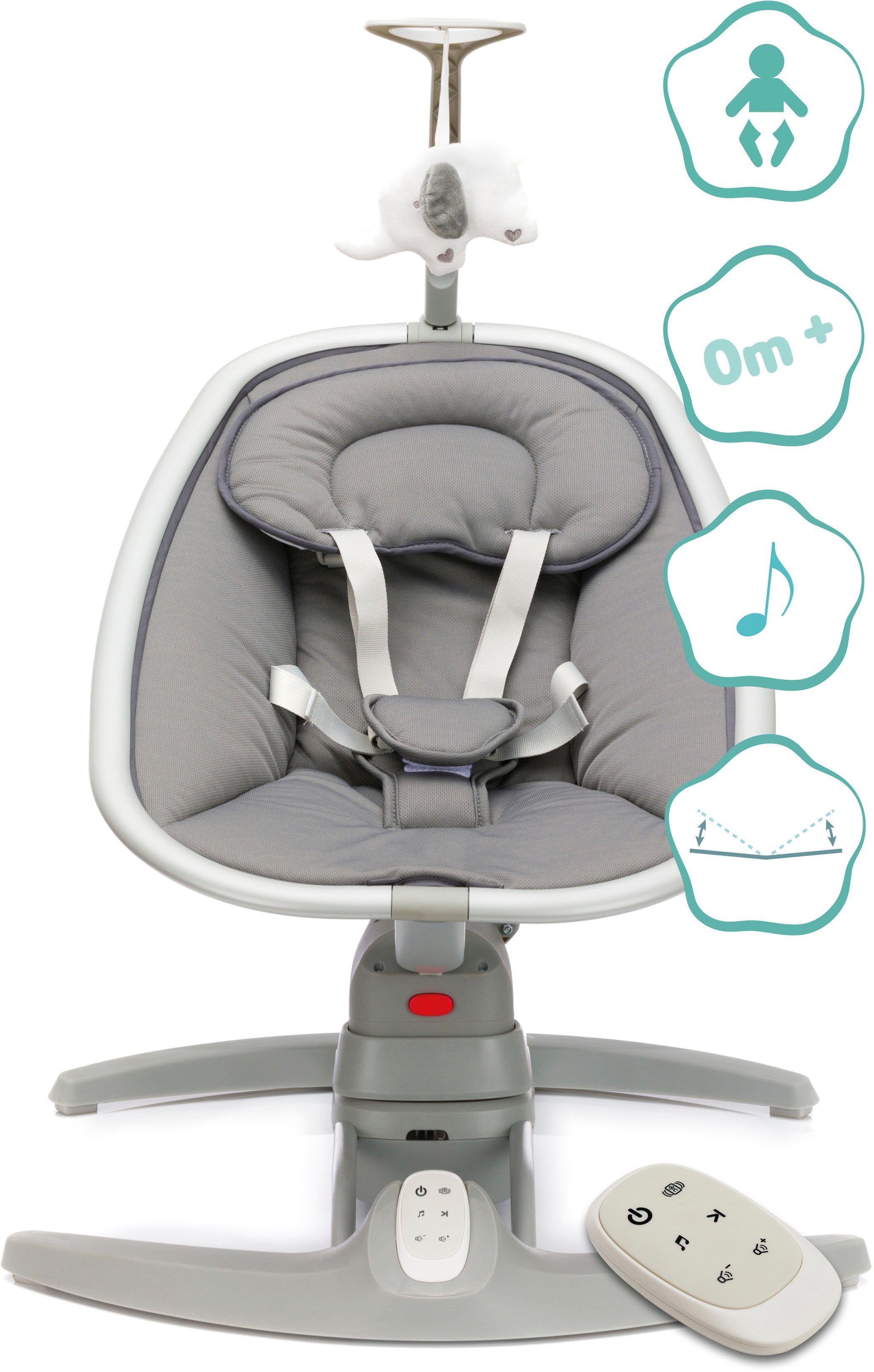 Fillikid Babywippe Mimi, grau, inkl. Fernbedienung