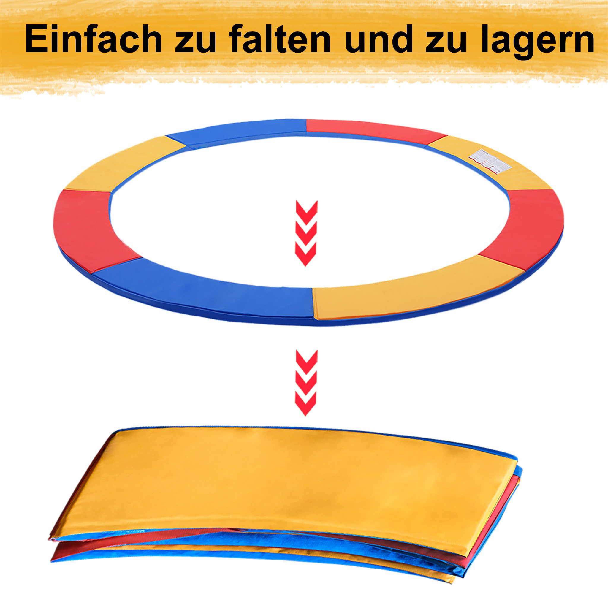 FIVMEN Trampolinschutzrand Trampolin-Federabdeckung, PVC Schutzabdeckung, UV-Beständigkeit Reißfest, 30cm Breite mit Blau/Mehrfarbig