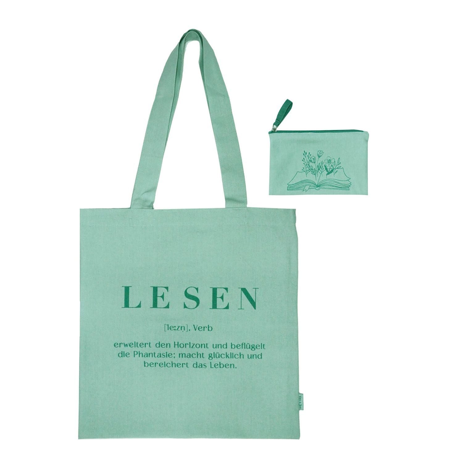 Lesezeichen Baumwollbeutel und Pouch im Set