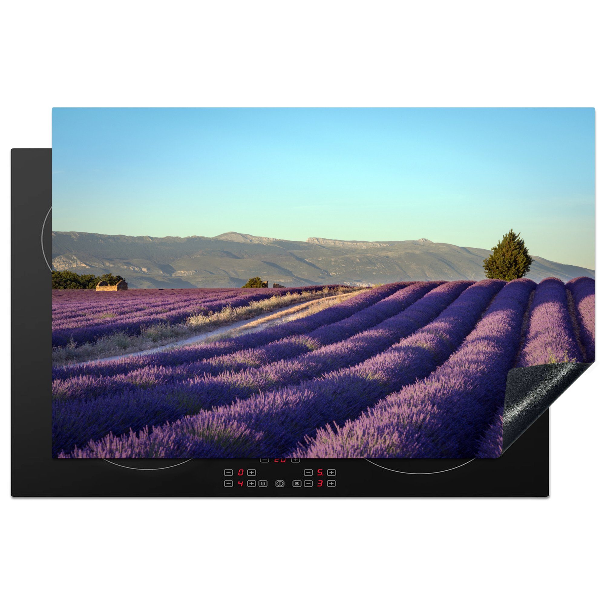 MuchoWow Herdblende-/Abdeckplatte Lavendelfeld in der Provence, Vinyl, (1 tlg), 81x52 cm, Induktionskochfeld Schutz für die küche, Ceranfeldabdeckung