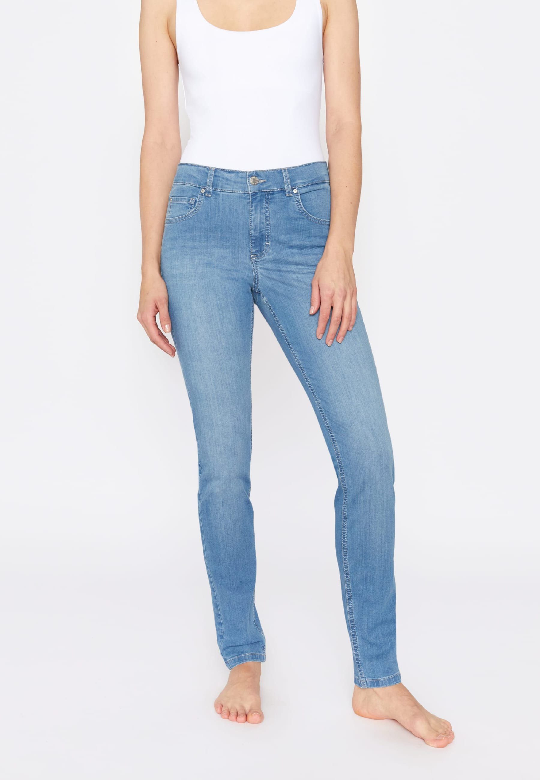 ANGELS Slim-fit-Jeans Jeans mit Cotton mit Label-Applikationen hellblau Skinny Organic