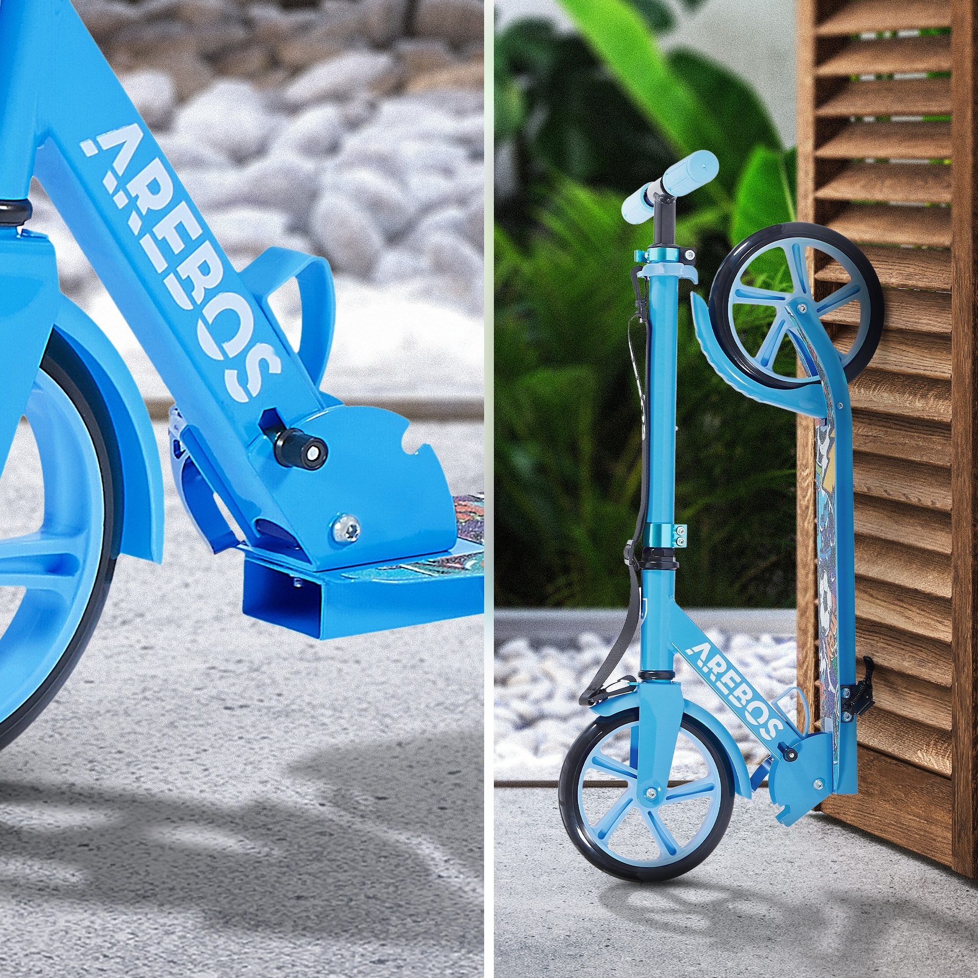 Arebos Tretroller klappbar höhenverstellbar 78–93 cm, ab 6 Jahre, 100 kg, 0 W, Fahrspaß überall: ideal für Schule, Freizeit oder kurze Wege