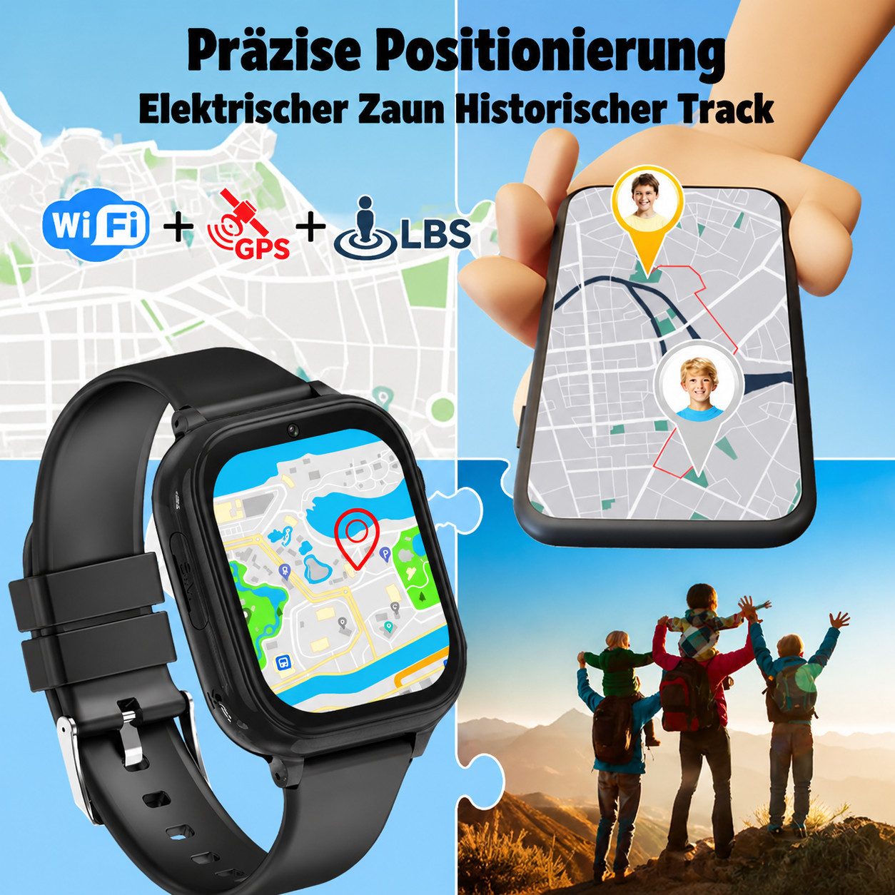 Vashoy Kinderuhr T59/T53 Smartwatch Kinder mit GPS,Kindgerecht sicher Smartwatch (5 cm/1.83 Zoll, RTOS/4G (LTE) 4G Telefonfunktionen Smartwatch, 6-tlg., Mit App – Bild 3 von 5
