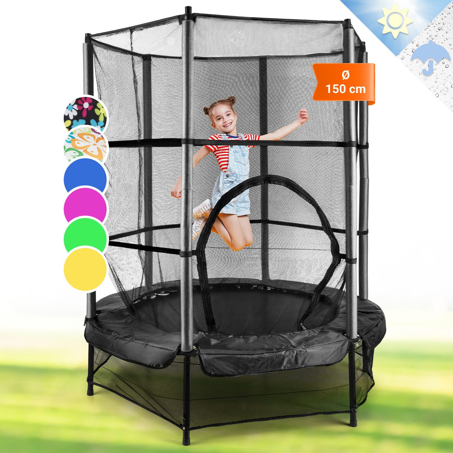 KLARFIT Gartentrampolin Rocketkid, Ø 0 cm, Kinder Trampolin Outdoor Trampolin Kinder Gartentrampolin für zuhause