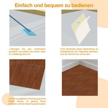 Randaco Vinylboden Vinylboden Vinyl Laminat Bodenbelag Dekor-Dielen Selbstklebend, Fußbodenheizung geeignet,schallhemmend