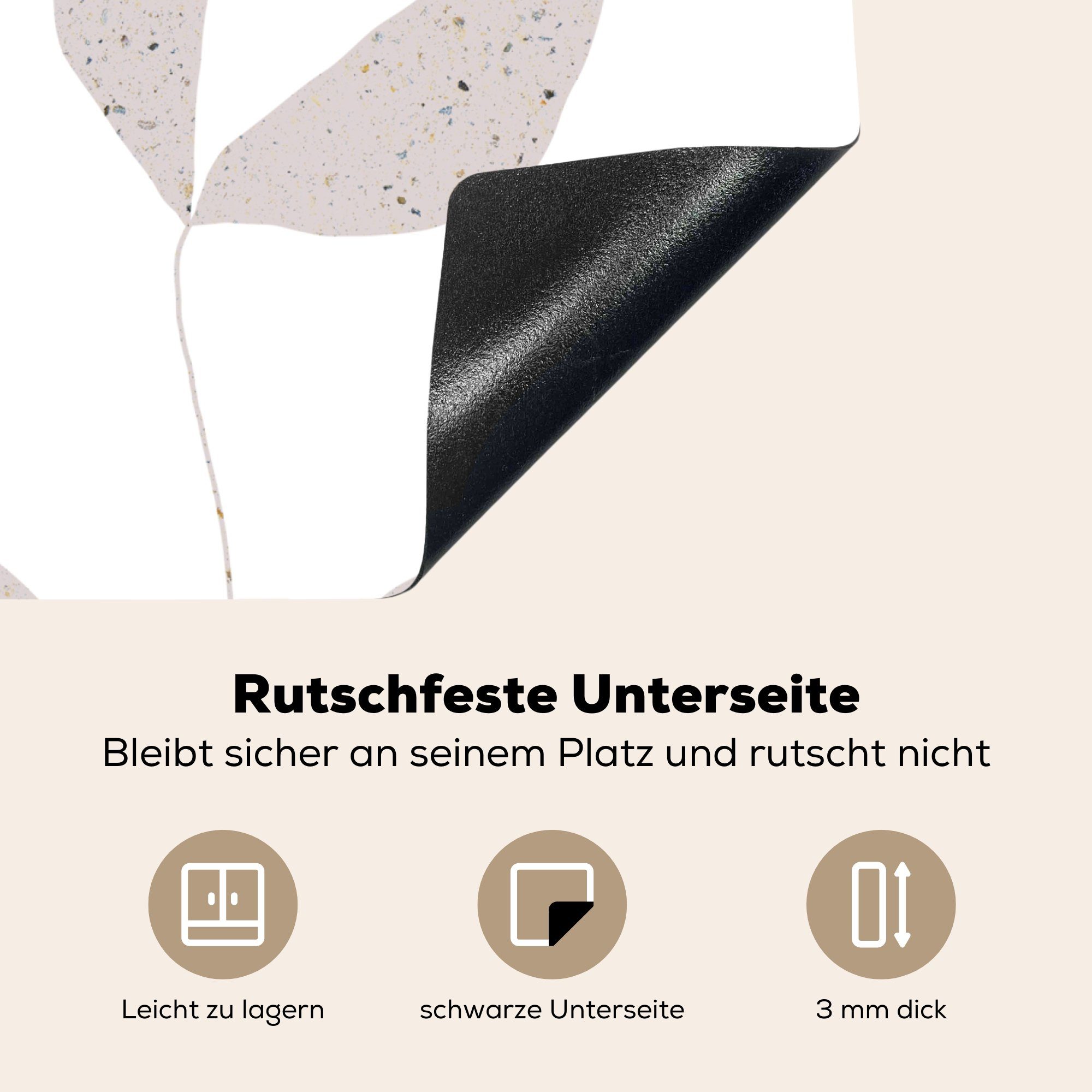 MuchoWow Herdblende-/Abdeckplatte Blätter Induktionsschutz, Induktionskochfeld, Pastell, Vinyl, - (1 59x51 cm, Design - tlg), Ceranfeldabdeckung
