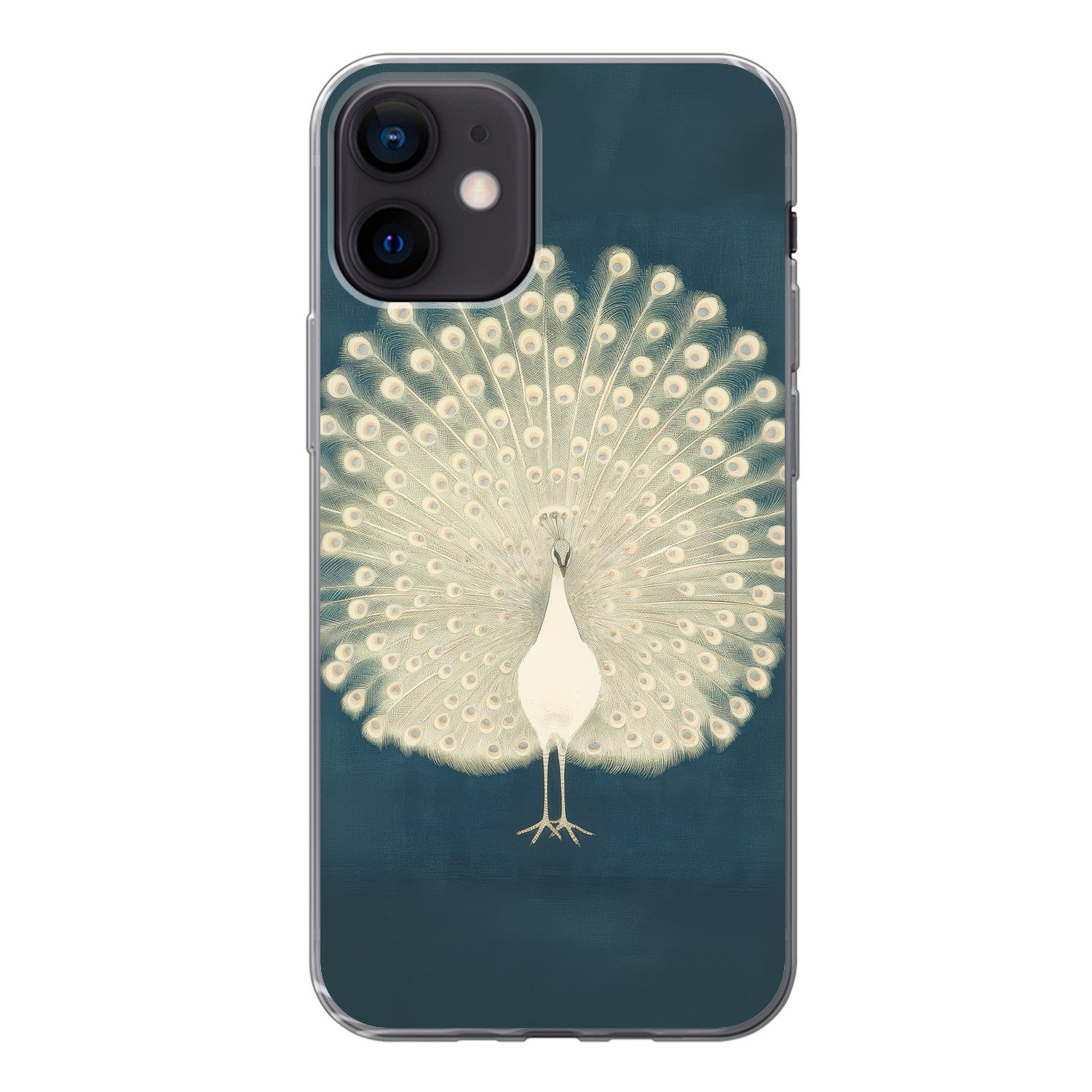 MuchoWow Handyhülle für Apple iPhone 12 Vogel - Blau - Vintage, Smartphone-Bumper, Print, Handy Schutzhülle Dünn