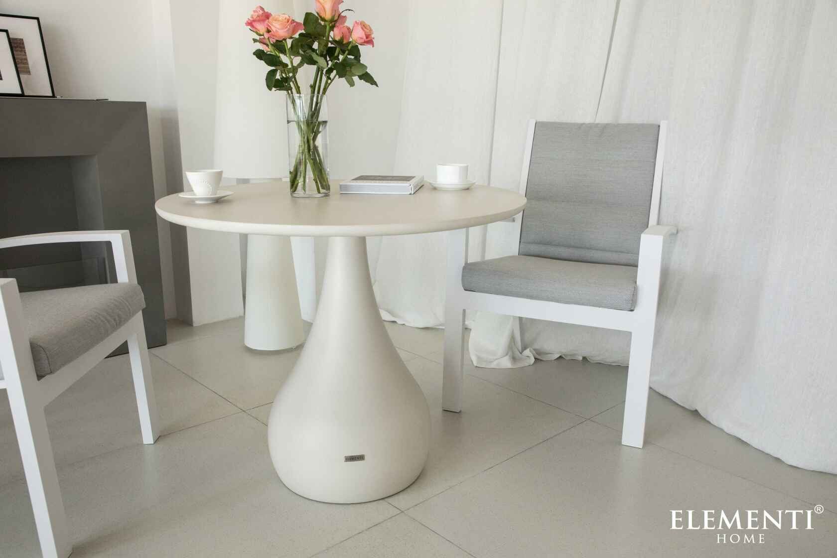 ELEMENTI Esstisch Cordoba Runder Betontisch – wetterfest für innen & außen (1-St., Esstisch aus Beton), Cremeweiß,Beton