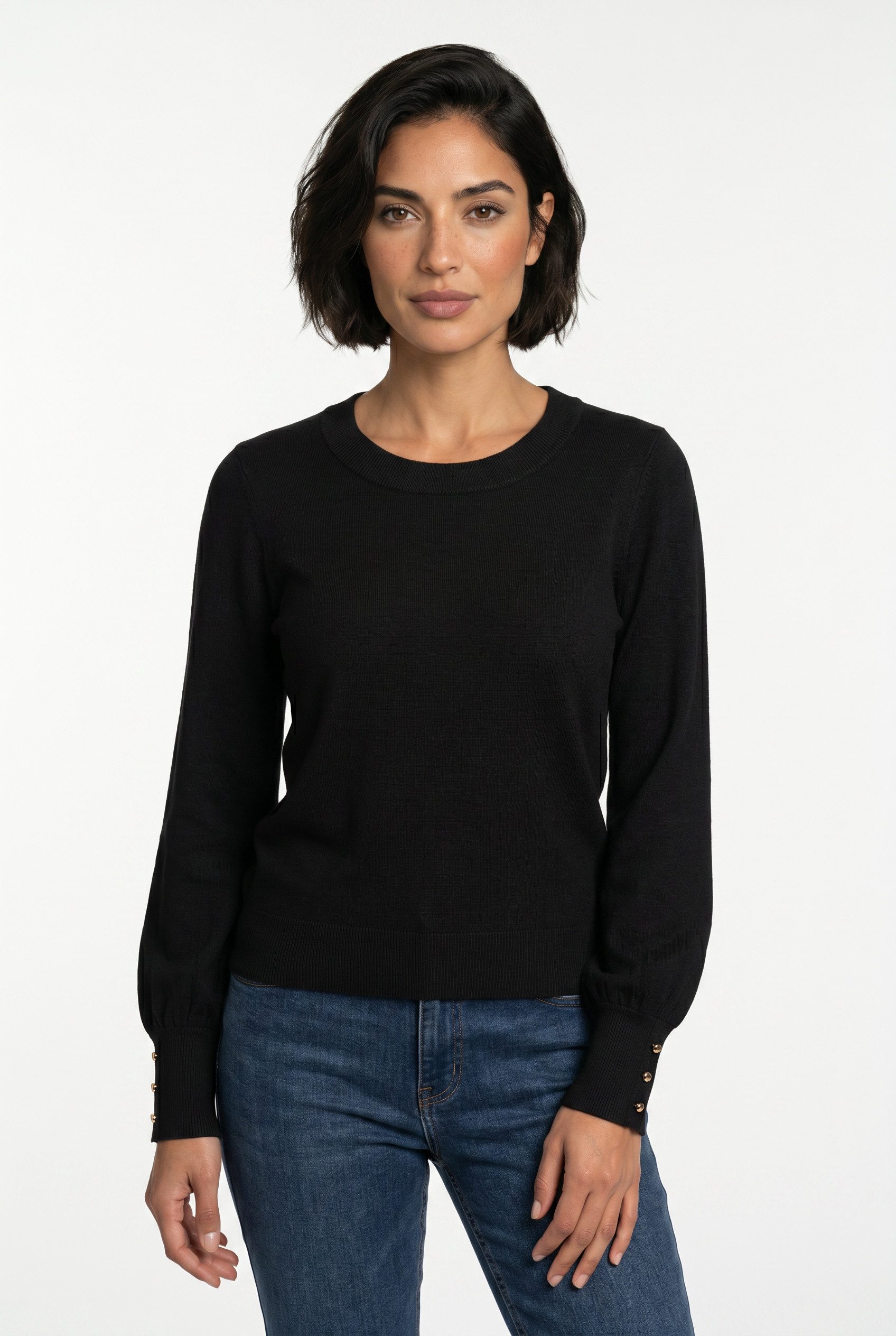 Vero Moda Strickpullover VMHAPPY LS O-NK BUTTON CUFF PULLOVER BOO