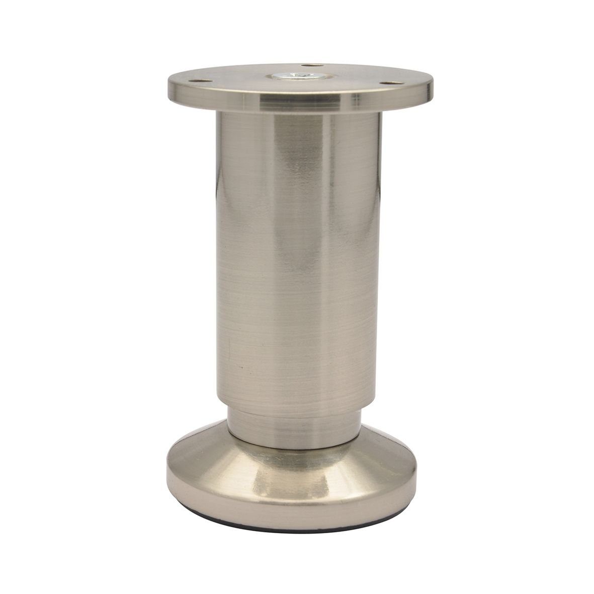 WAGNER design yourself Möbelfuß Möbelbein / Verstellfuß - DESIGN - Ø 40/60 x 100-120 mm, justierbar, Edelstahl-Optik nickel matt, inkl. Anschraubplatte Durchmesser Ø 60 mm
