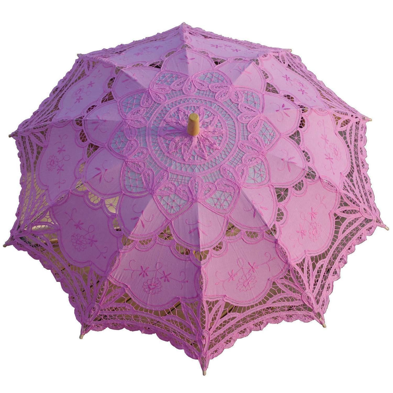 LuxusKollektion Angelschirm Regenschirm Spitze Handgefertigt Rose Viktorianisch 76cm