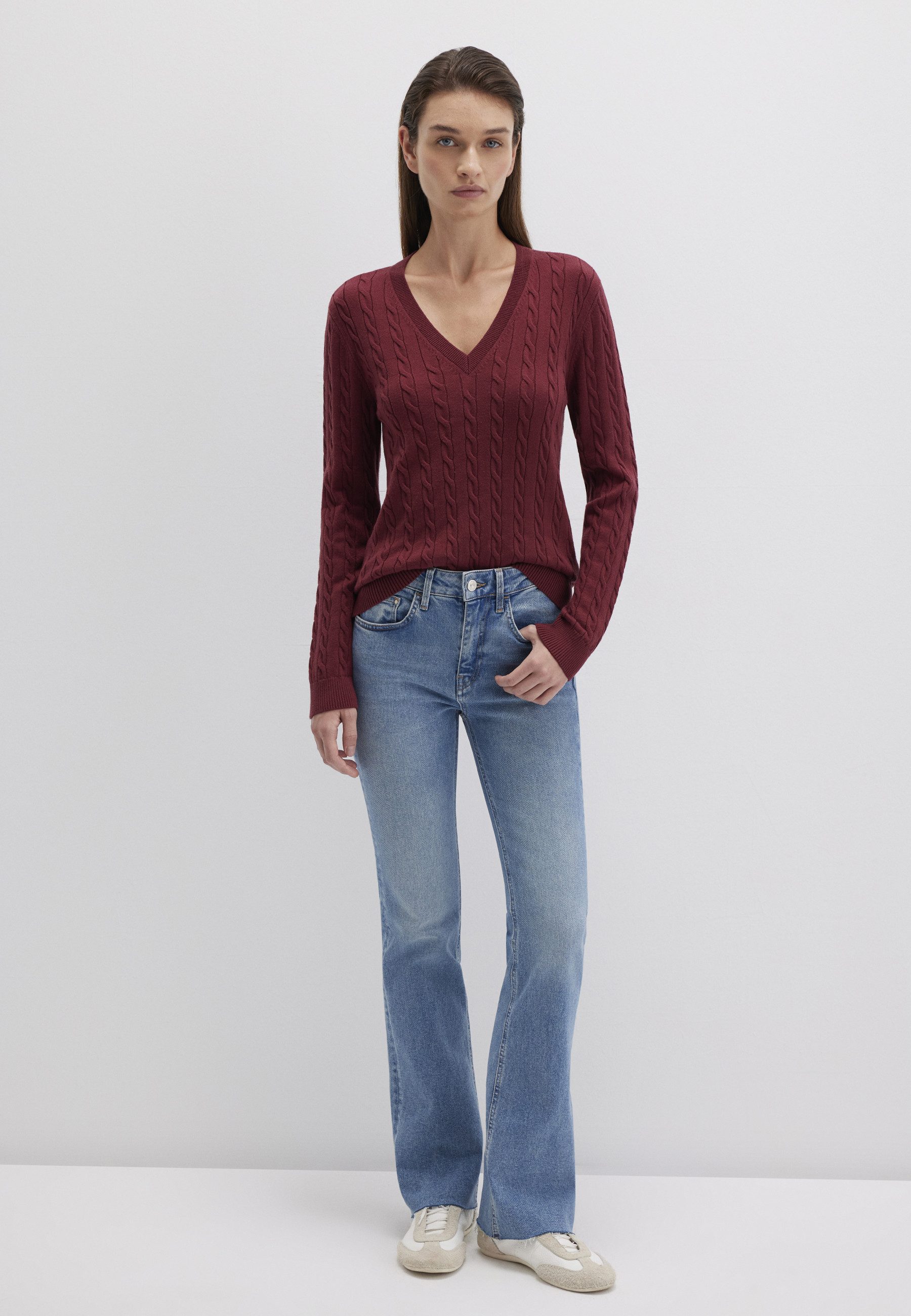 Mavi Langarmshirt V-NECK SWEATER Pullover Feinstrick günstig online kaufen