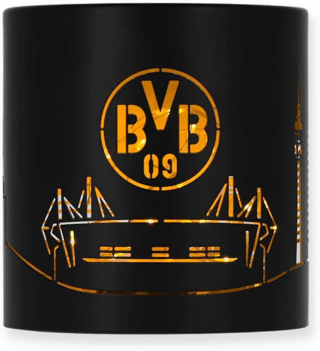 BVB MERCHANDISING Teelicht BVB Windlicht mit Skyline schwarz