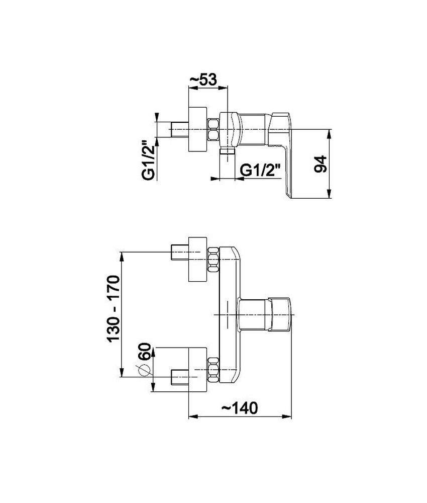 KFA Duscharmatur Aquamarin Brausebatterie Einhebelmischer Aufputz Duschbrause, Chrom
