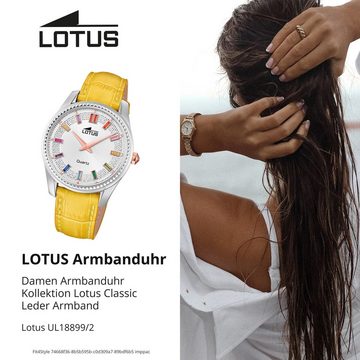Lotus Chronograph Lotus Damenuhr Leder gelb Lotus Classic, (Chronograph), Damen Armbanduhr rund, mittel (ca. 38mm), Edelstahl