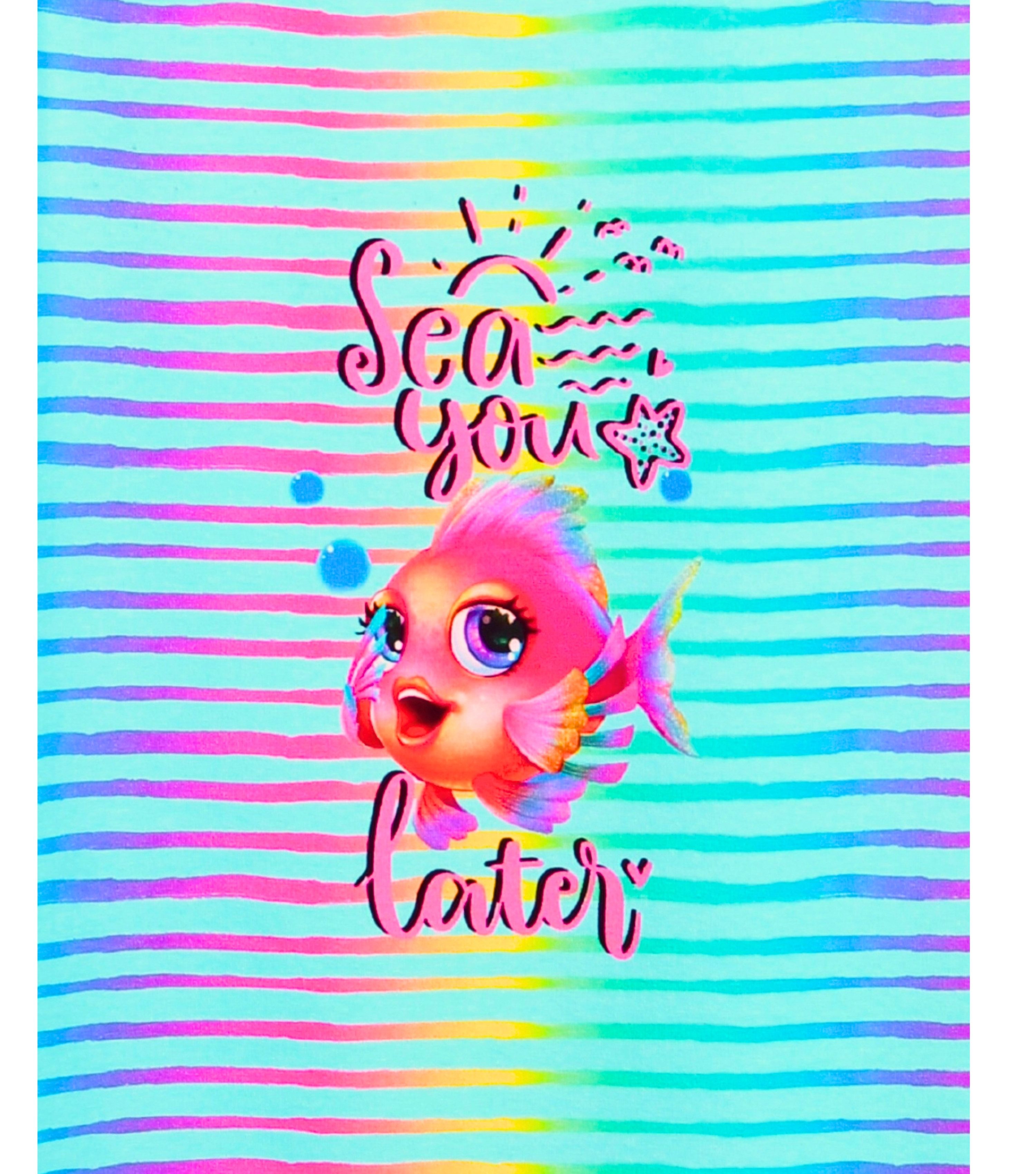 coolismo Kleid & Haarband Shirtkleid Regenbogenfisch-Print & Haarband gestreift (Set, 2-tlg., Kleid & Haarband) niedliches Design, Baumwolle