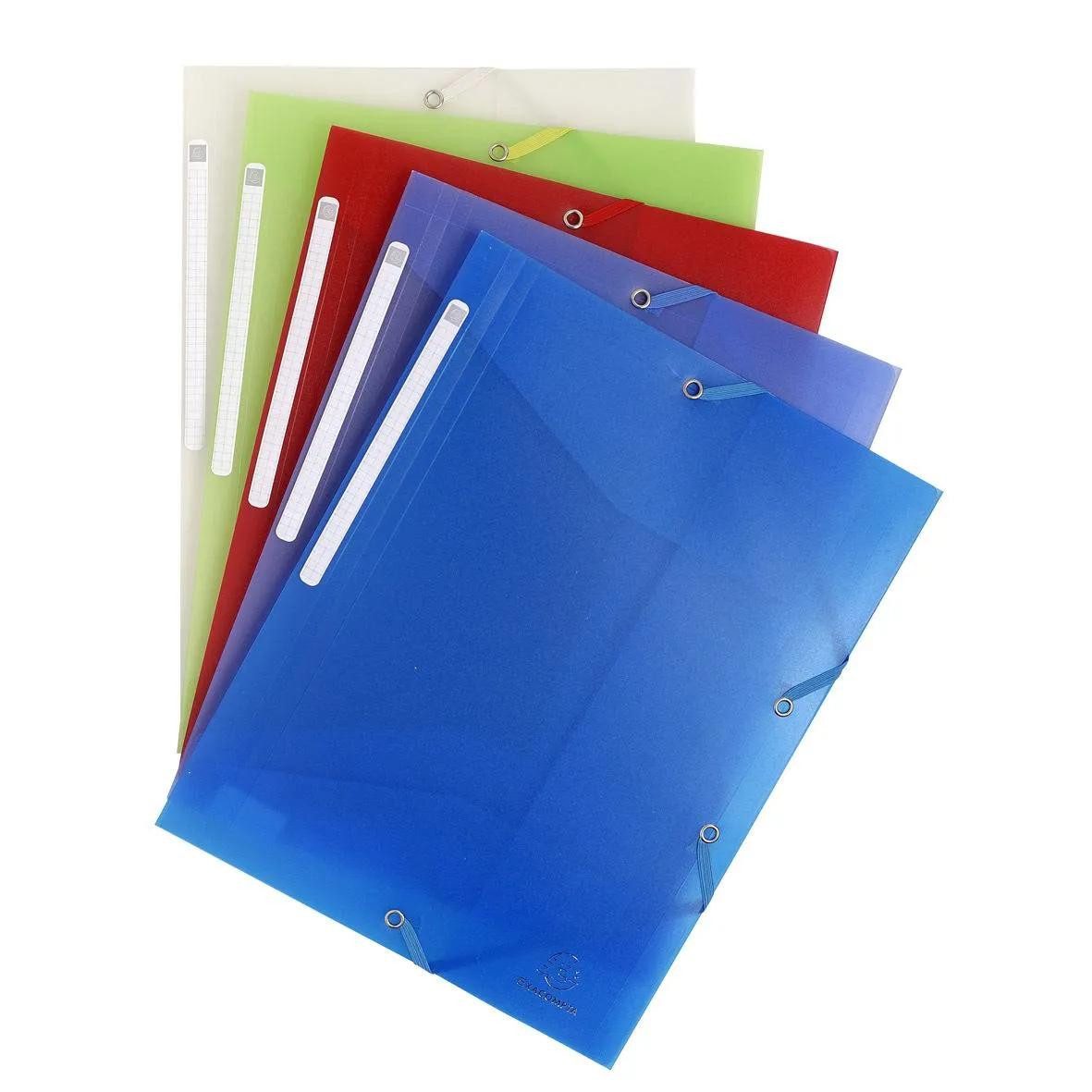 Organisationsmappe 30x Sammelmappe + 3 Klappen, Gummizug PP 500µ, A4, sortiert, 55879E