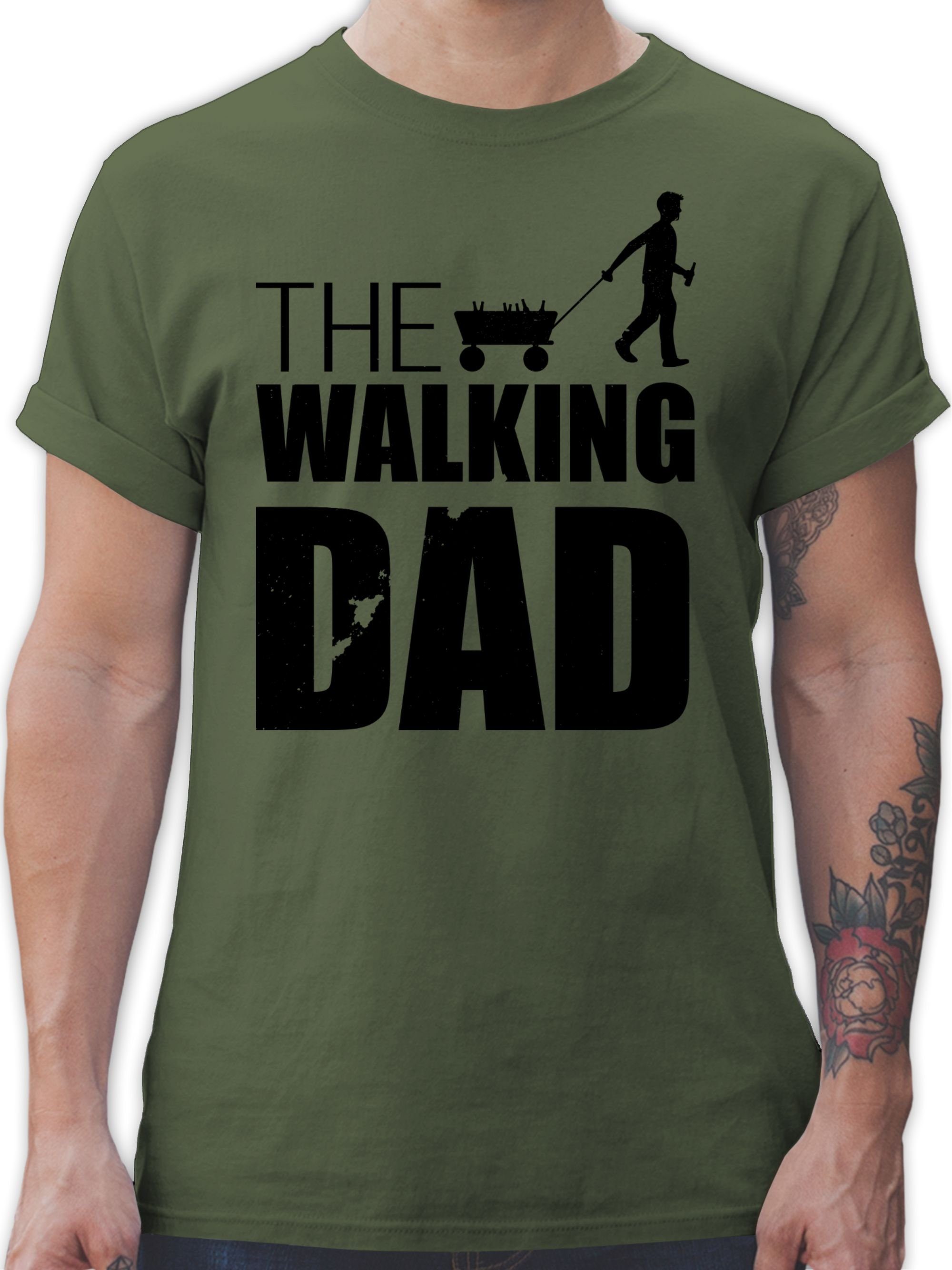 Shirtracer T-Shirt The Walking Dad - Bollerwagen Bier Vatertag Geschenk für Papa 3 Army Grün