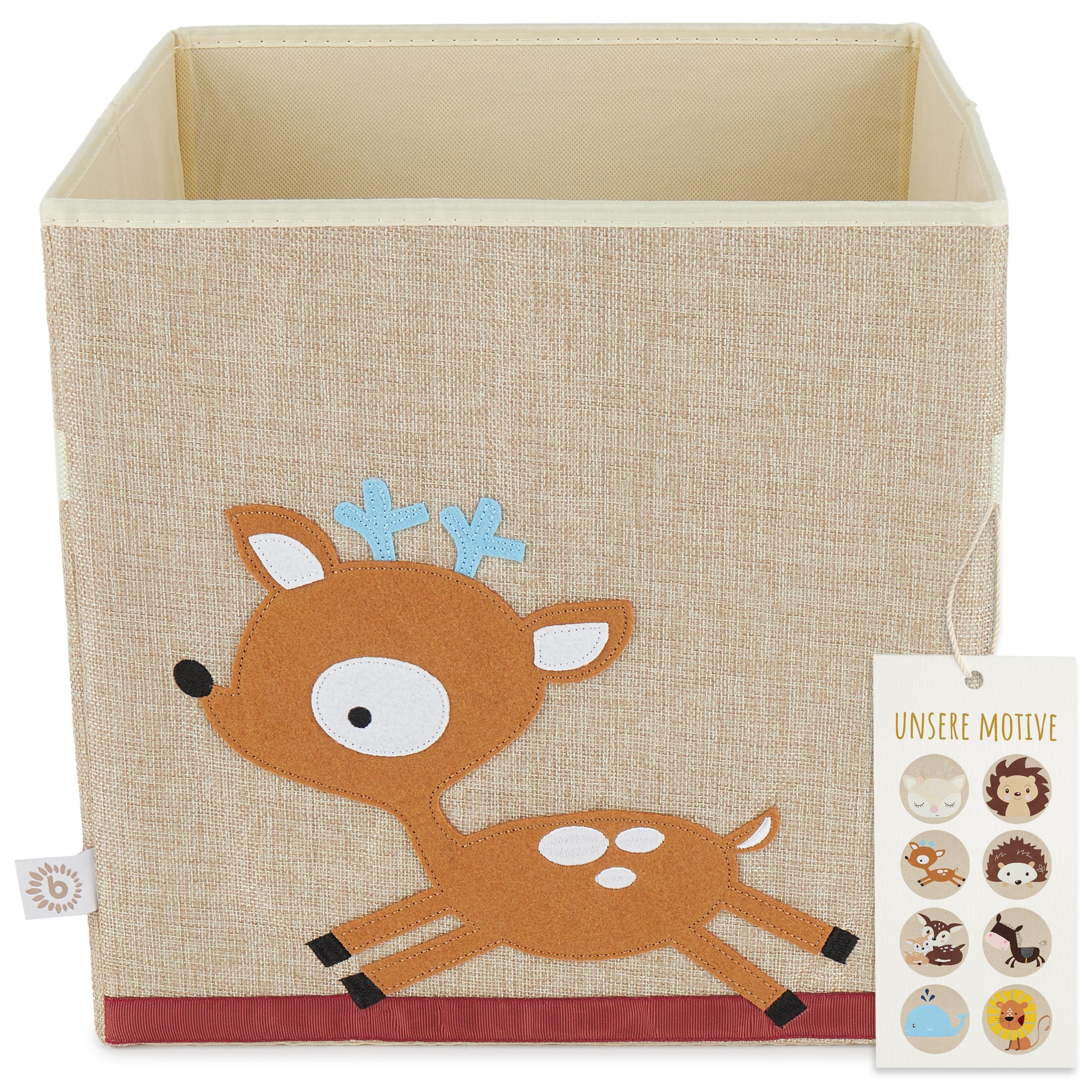 BIECO Spielzeugtruhe Bieco Aufbewahrungsbox Kinder Reh Motiv ca. 36L faltbar Süße Spielzeug Kiste für Kallax Regal Aufbewahrungsbox 33x33x33 Kallax Boxen für Spielzeug Aufbewahrung Storage Box Kallax Korb