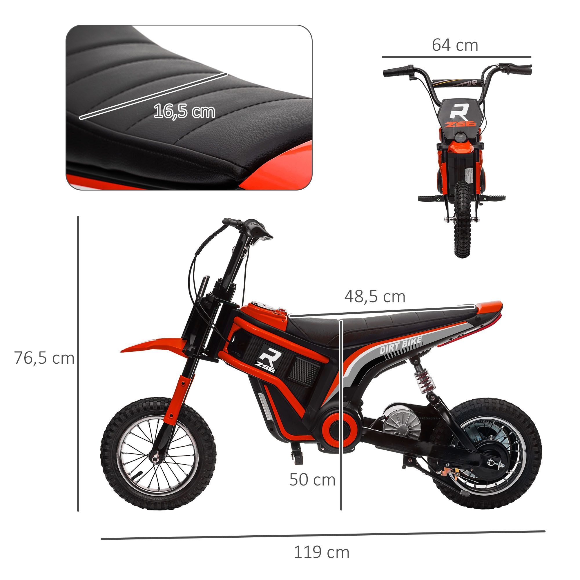 HOMCOM Elektro-Kindermotorrad mit 24V 350W Motor, 8-16 KMH Geschwindigkeitsmodus, Belastbarkeit 65 kg, (1-tlg), mit 12 Zoll Luftreifen, Musik Scheinwerfer, für  – Bild 3 von 5