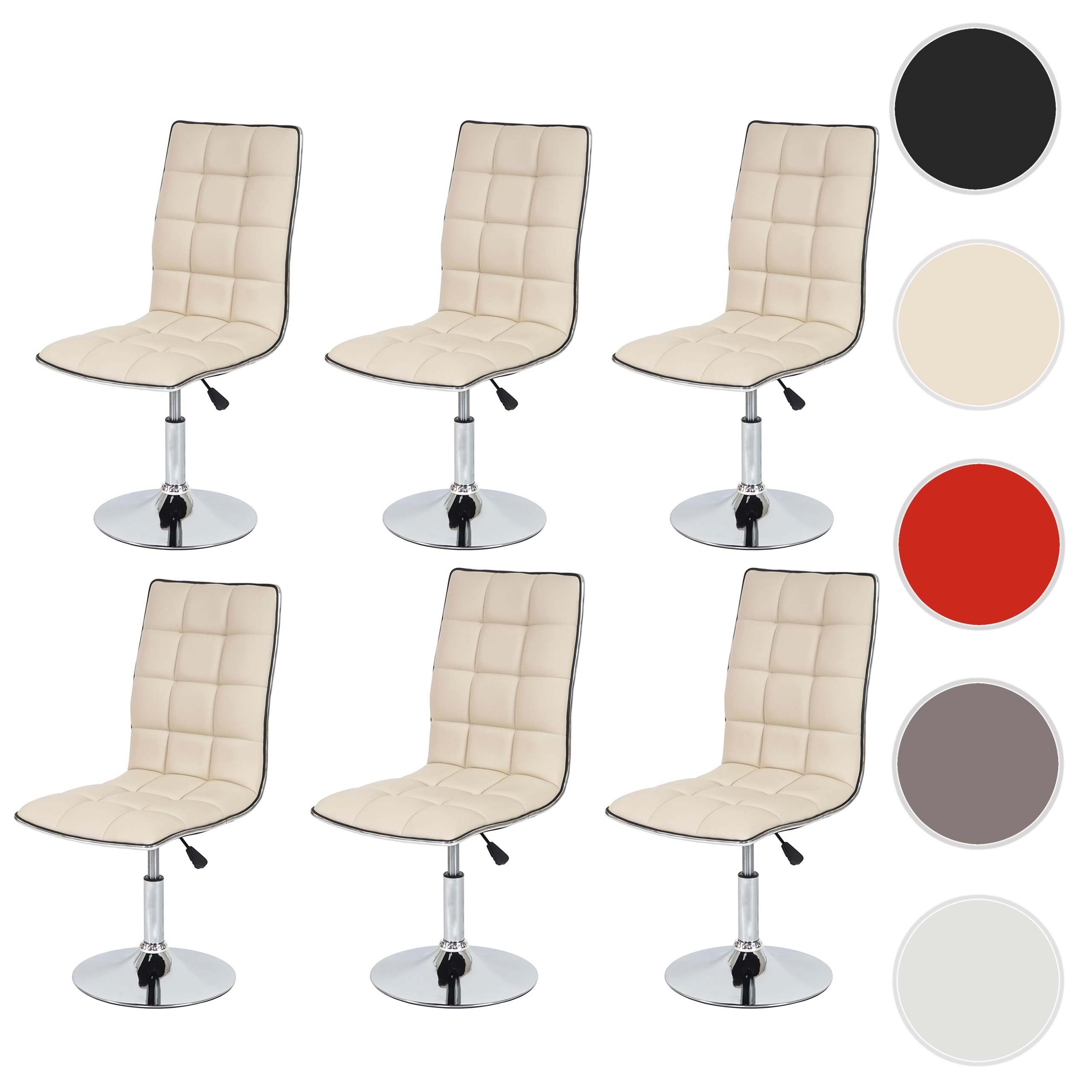 MCW Esszimmerstuhl MCW-C41-6 (Set, Abgerundete | St), 6er-Set, 6 creme Stufenlos Ecken creme höhenverstellbare Gasdruckfeder