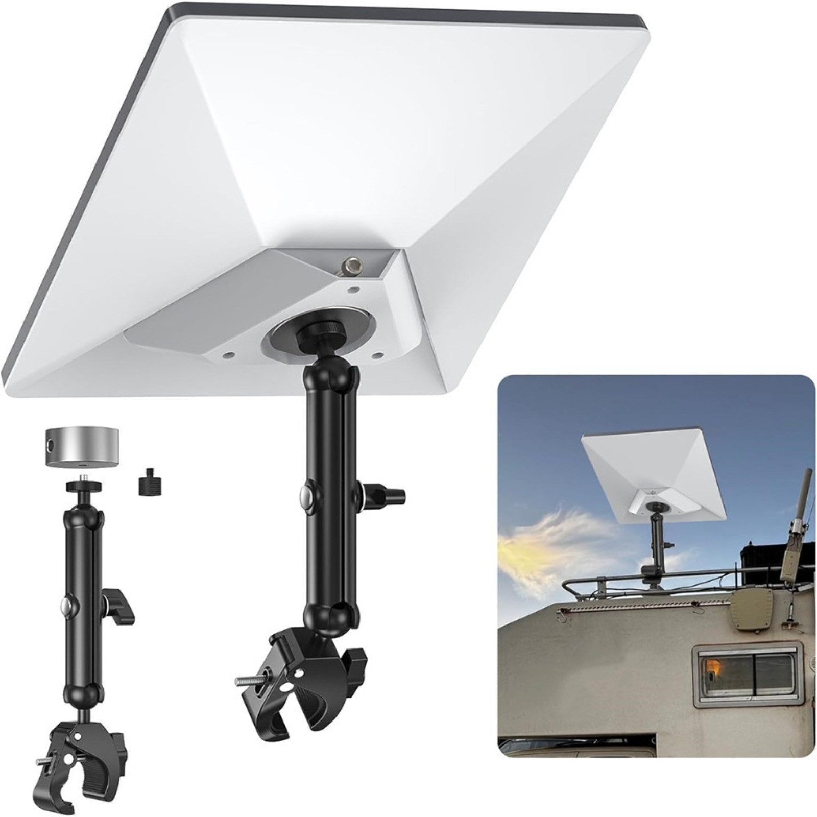 YUBRO-STUDIO SAT-Halterung Klemmbefestigung Set Starlink Mini 2025 Halterung mit Alu Adapter