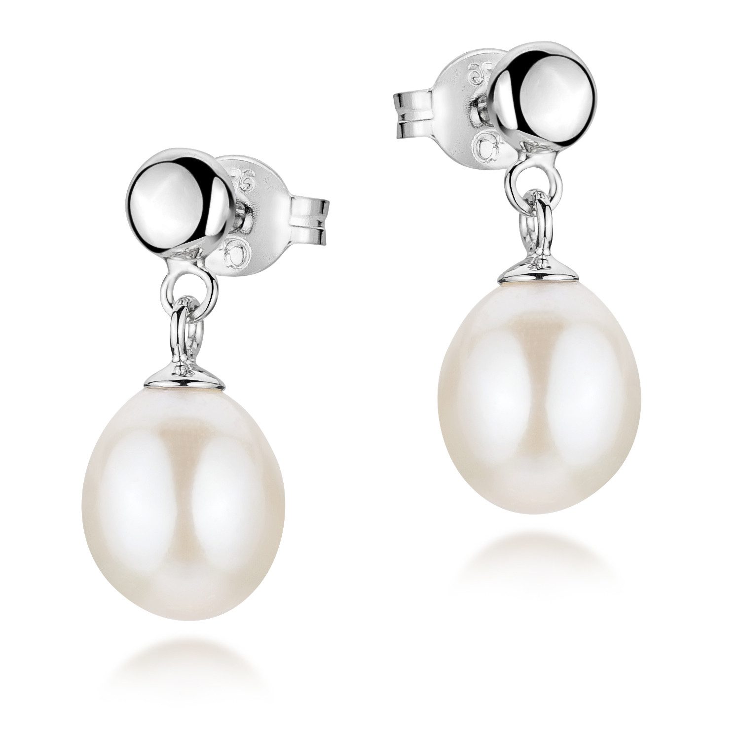 Materia Perlenohrringe Damen Süßwasserperlen hängend SO-445, 925 Sterling Silber
