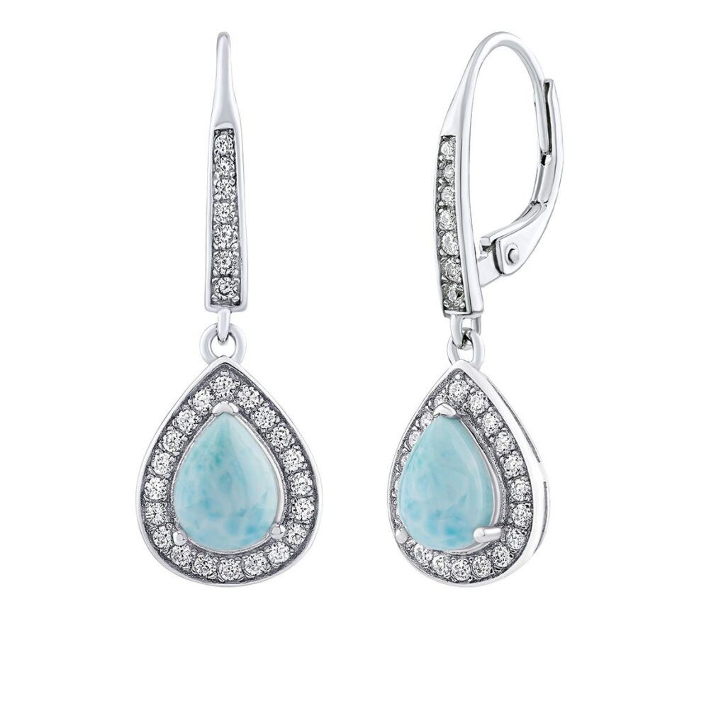 Ohrring-Set BRISA Ohrringe aus Sterlingsilber mit echtem Larimar Zirkonia