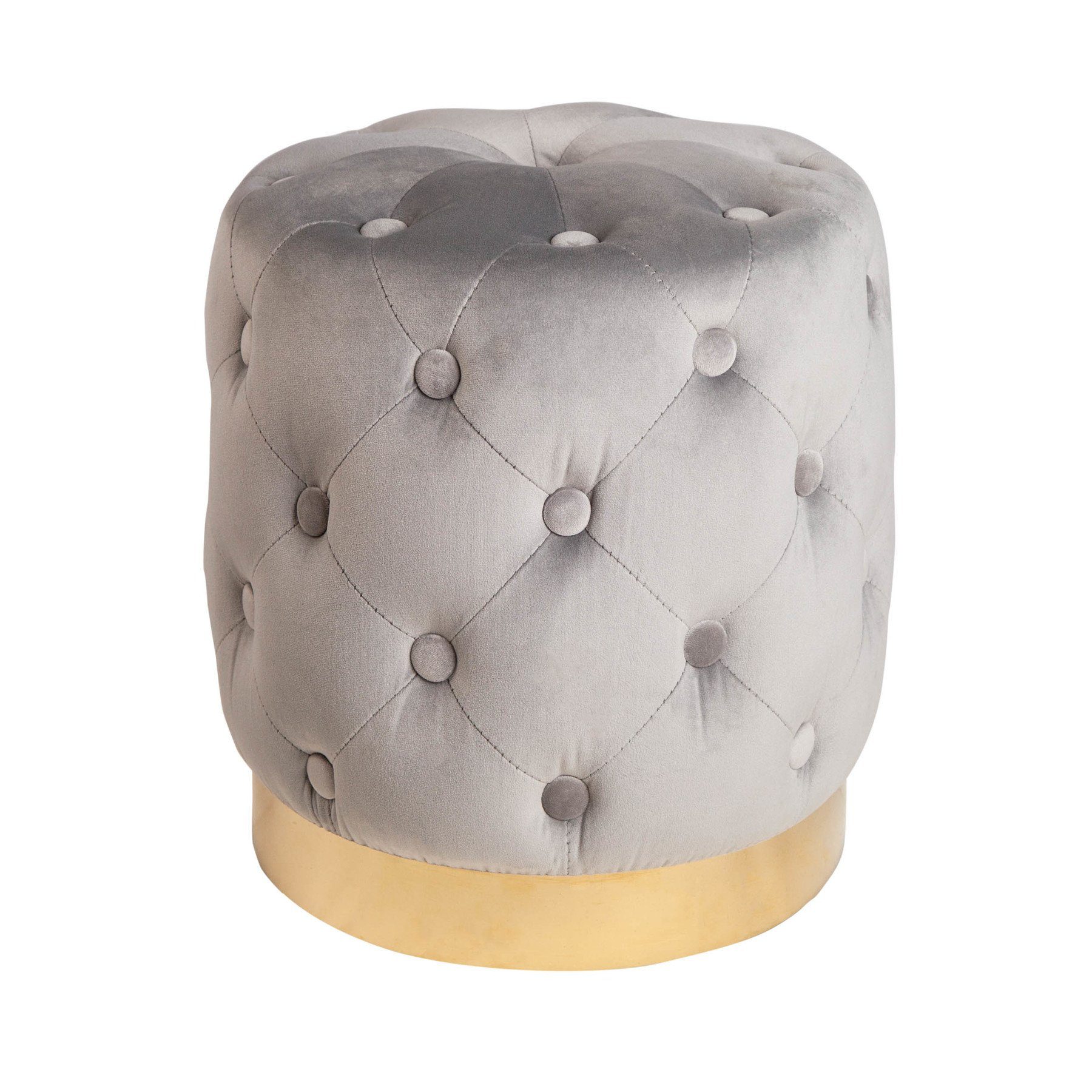 riess-ambiente Стулья MODERN BAROCK 37cm grau / gold, Табуретки · Samt · Metall · Chesterfield-Design