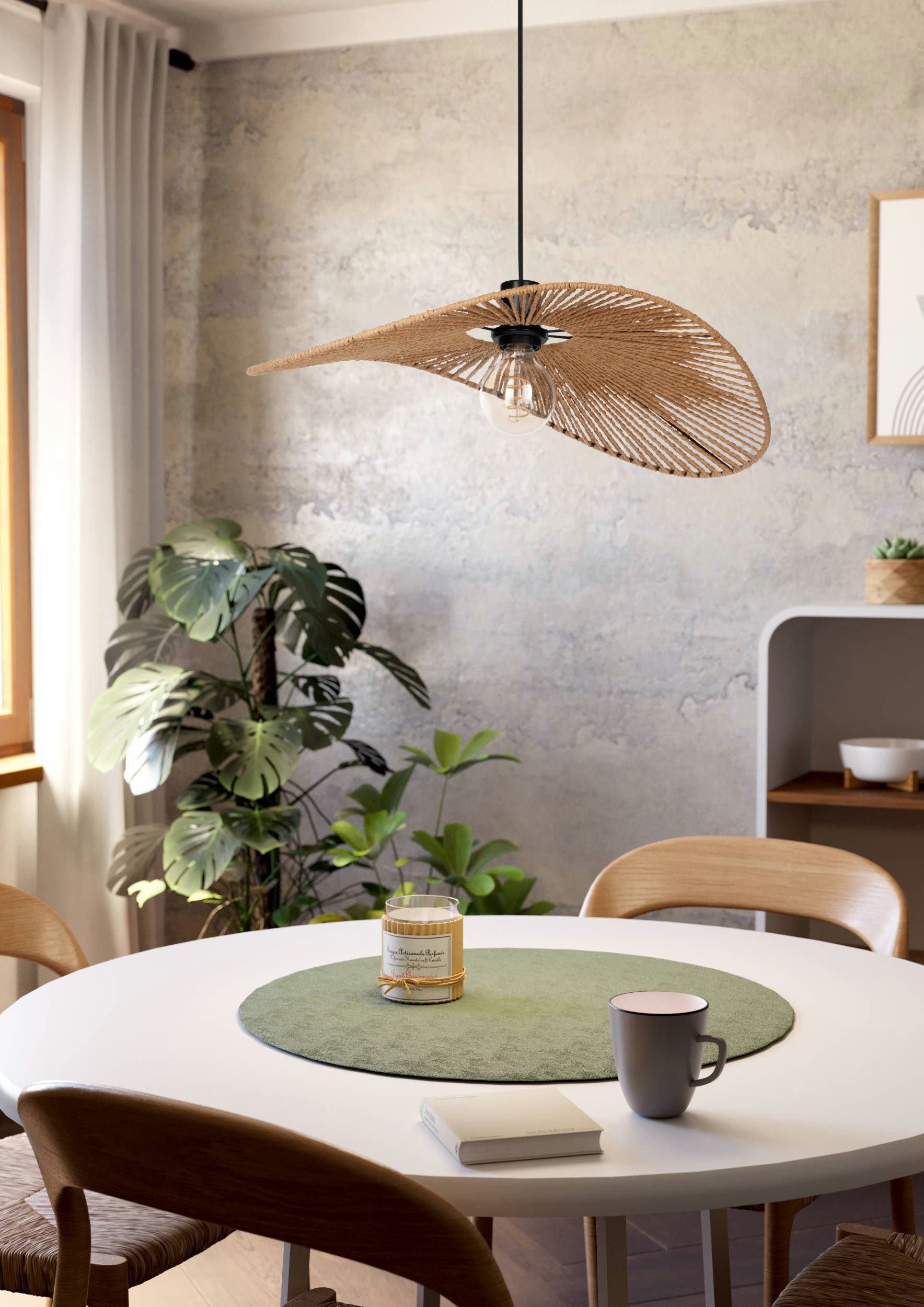 EGLO Hängeleuchte Siruela Hängelampe, Esszimmerlampe, Papier und Metall, E27, Lampe, ohne Leuchtmittel, Hängeleuchte - L56 x B40 x H110 cm - schwarz - 1X42W exkl.