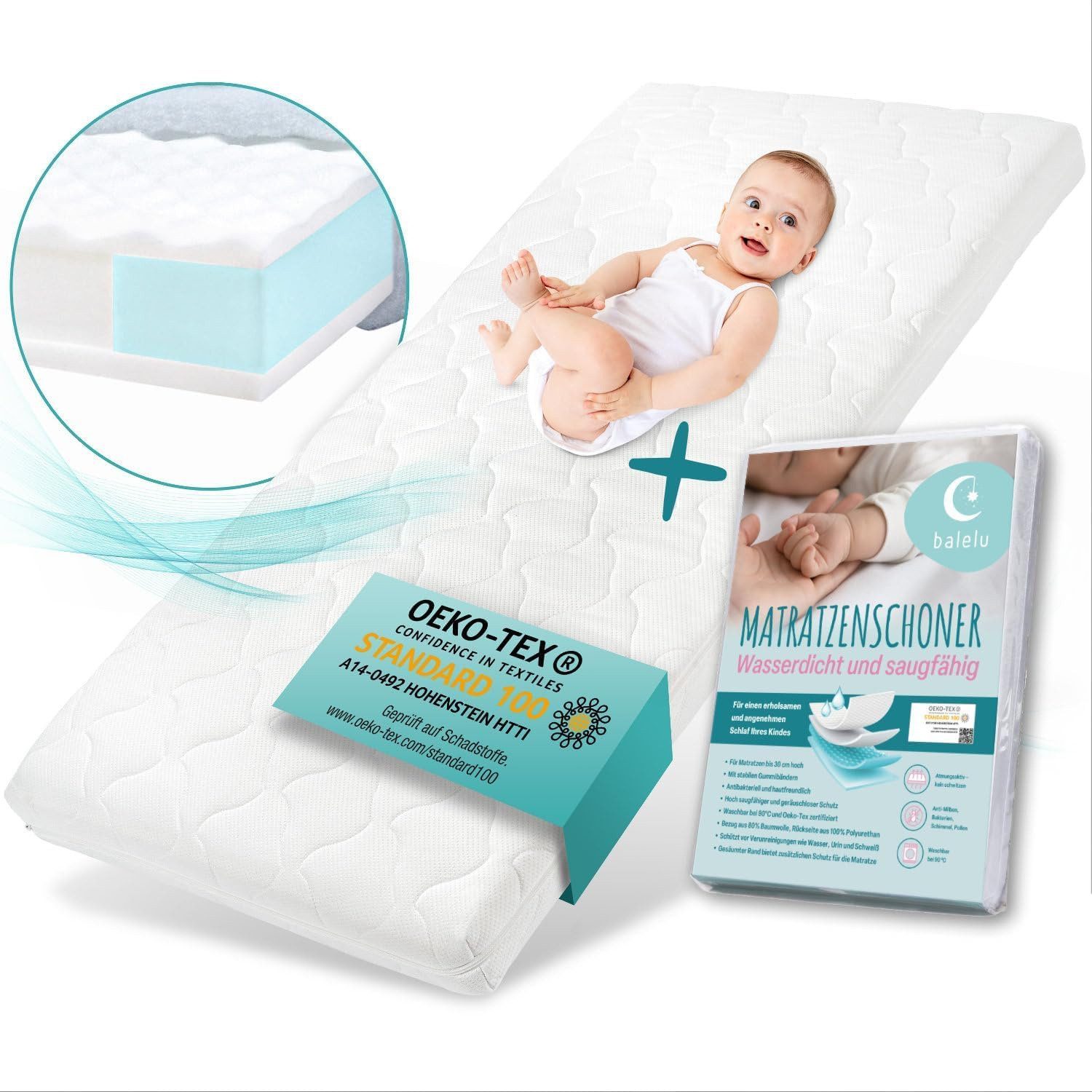 Komfortschaummatratze Babymatratze H2 mit Trittkante, Sun Garden, 10 cm hoch, (Bezug waschbar), 60x120 cm, 70x140 cm H2