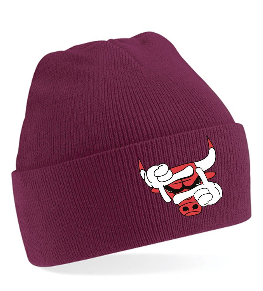 Blondie & Brownie Beanie Unisex Erwachsenen Mütze Bulls Chicago Basketball Michael Kobe Burgund