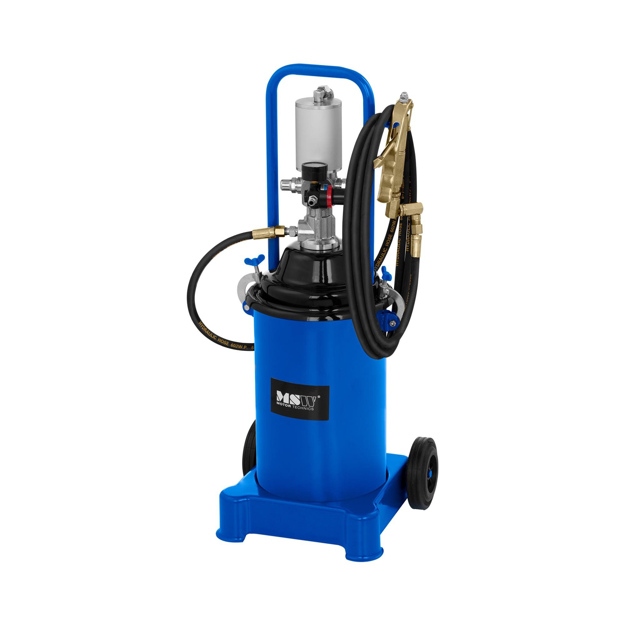 MSW Werkstattpresse 12 L Druckluft Fettpresse Pneumatisch Abschmierpresse Fahrbar Räder