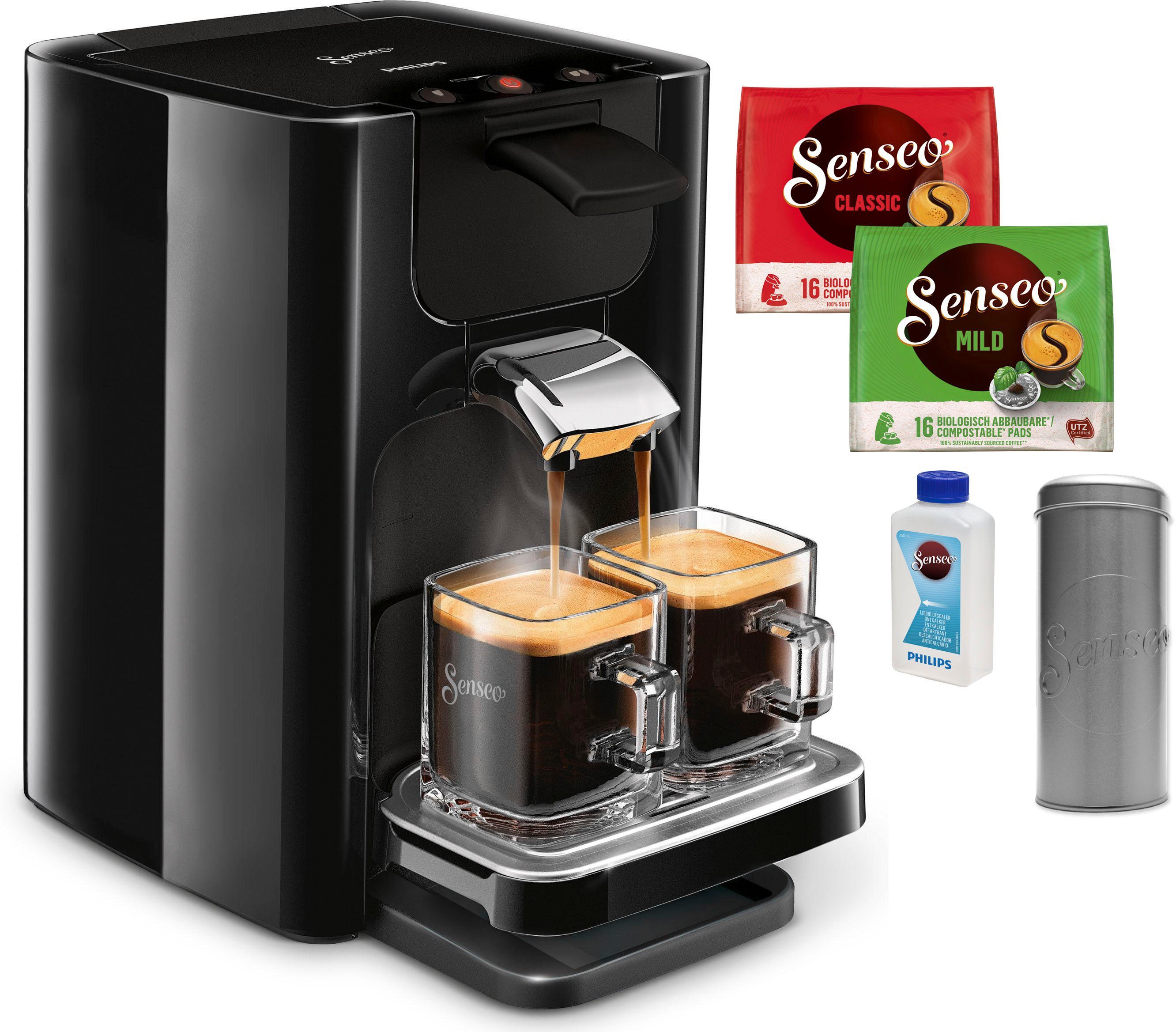 Kaffeepadmaschine SENSEO® Quadrante HD7865/60, inkl. Gratis-Zugaben im Wert  von 23,90 UVP
