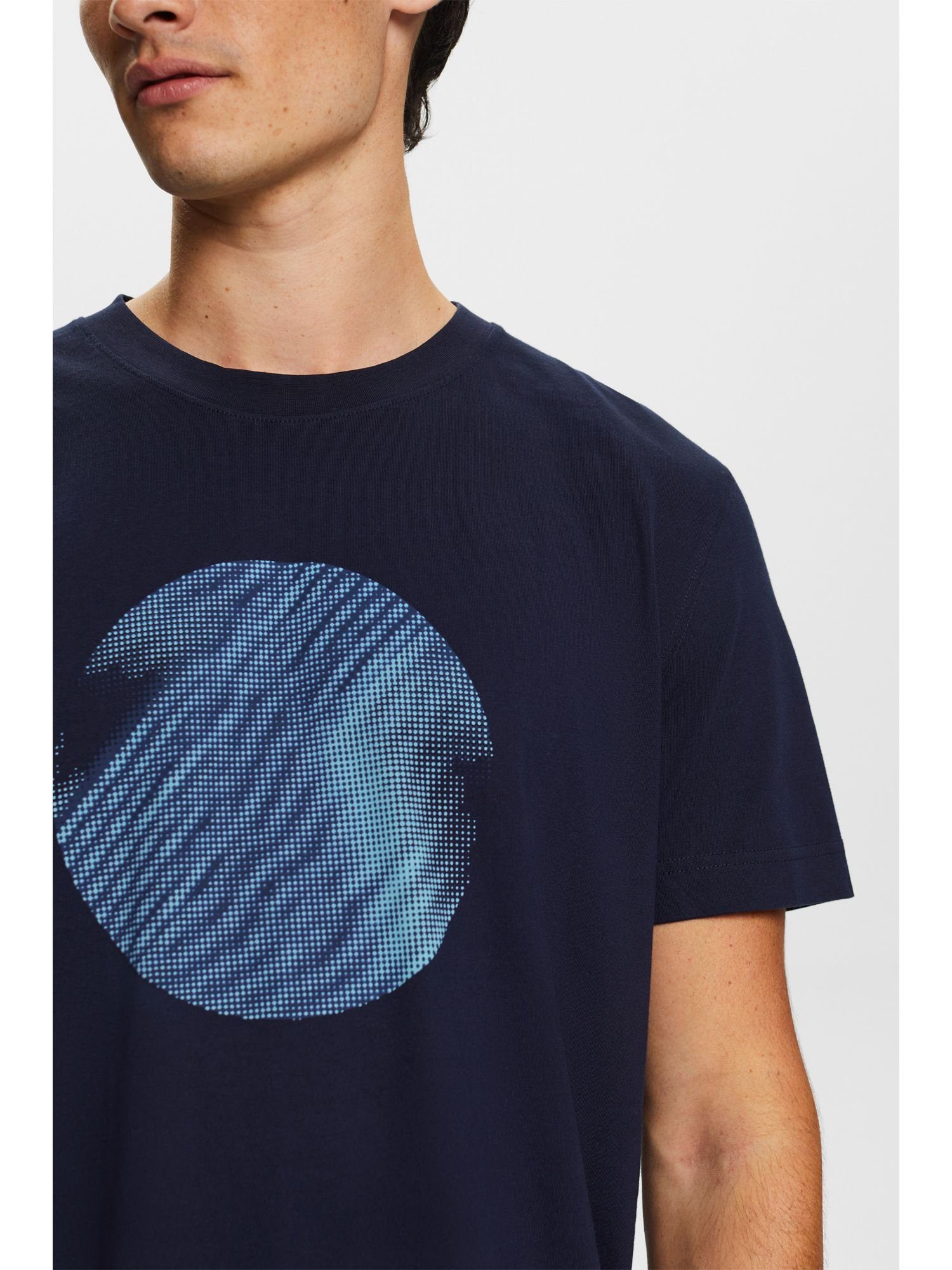Esprit T-Shirt T-Shirt mit Print NAVY Baumwolle (1-tlg) 100 % vorne