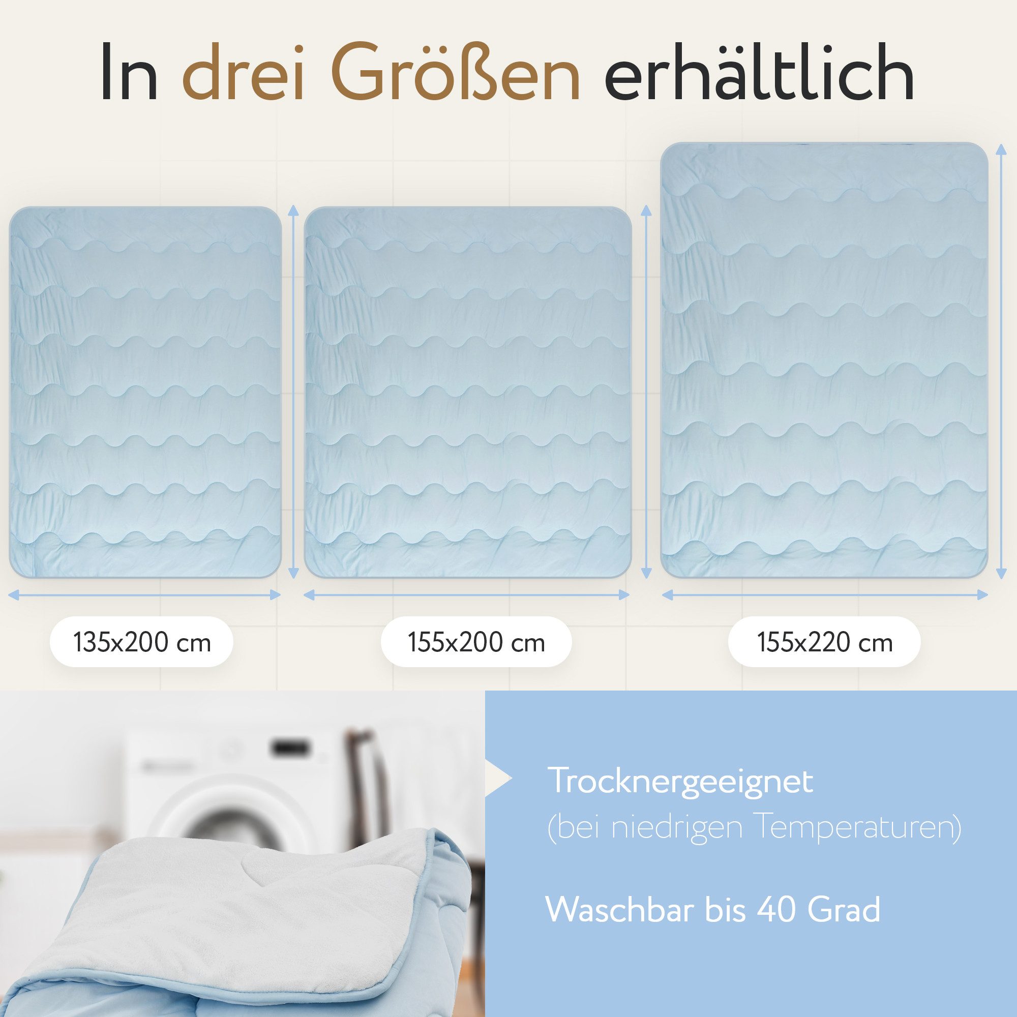 Herlag 4-Jahreszeitenbett 2-in-1 Bettdecke Sommer- & Winterseite Kühlend & Wärmend, Ganzjahresdecke – Bild 4 von 5