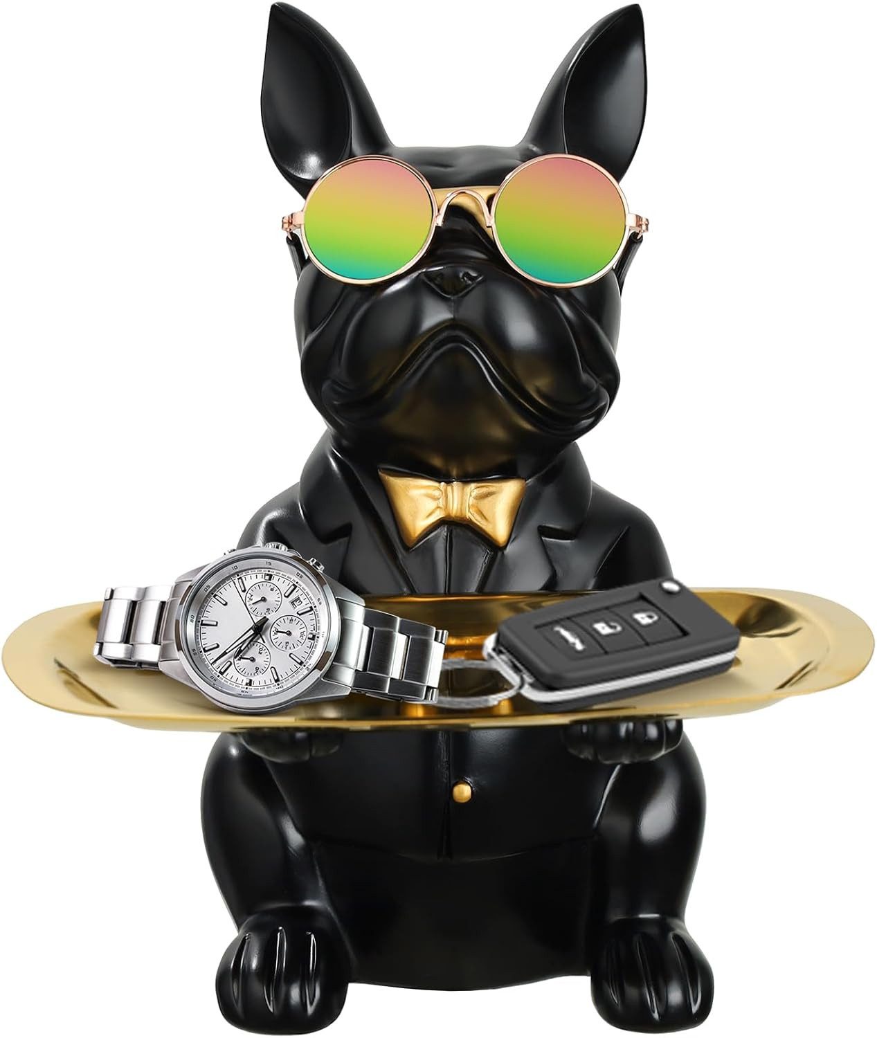 Holz Lichter Tierfigur Französische Bulldogge Figur Schlüssel Schale Schmuc günstig online kaufen