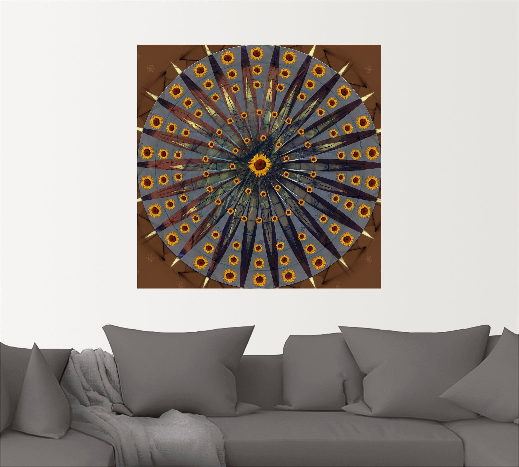 versch. Sonnenblume, Größen Alubild, - Poster Leinwandbild, als St), oder Wandaufkleber Wandbild Artland Mandala (1 Muster in