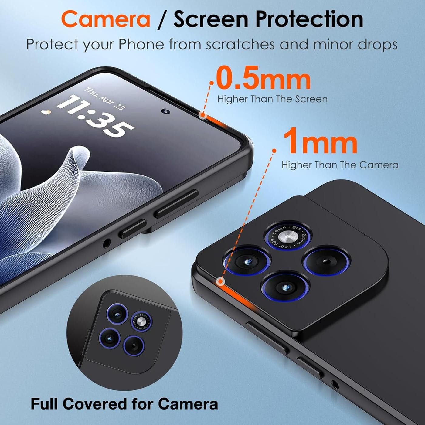CoolGadget Handyhülle Handy Schutzhülle für Motorola Edge 70 matt schwarz, Silikon TPU Hülle Schutz Tasche Cover schlicht Slim Case