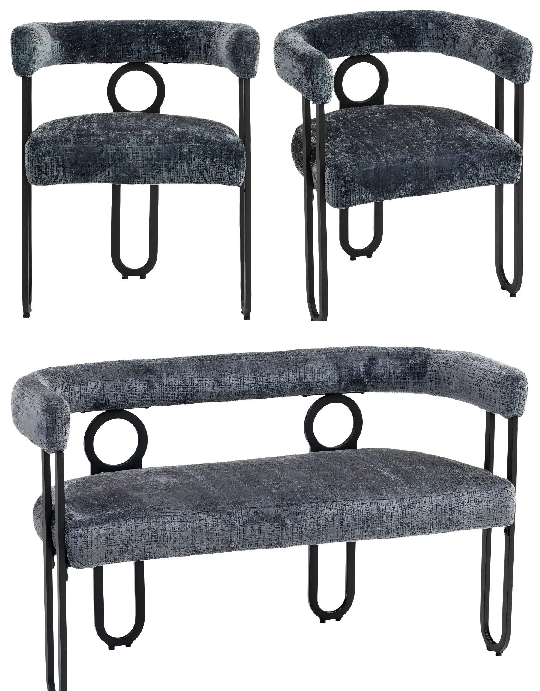 LVHOM Gartenstuhl Retro-Ring Metall 2-/4-/6er-Set, Chenille/PU günstig online kaufen