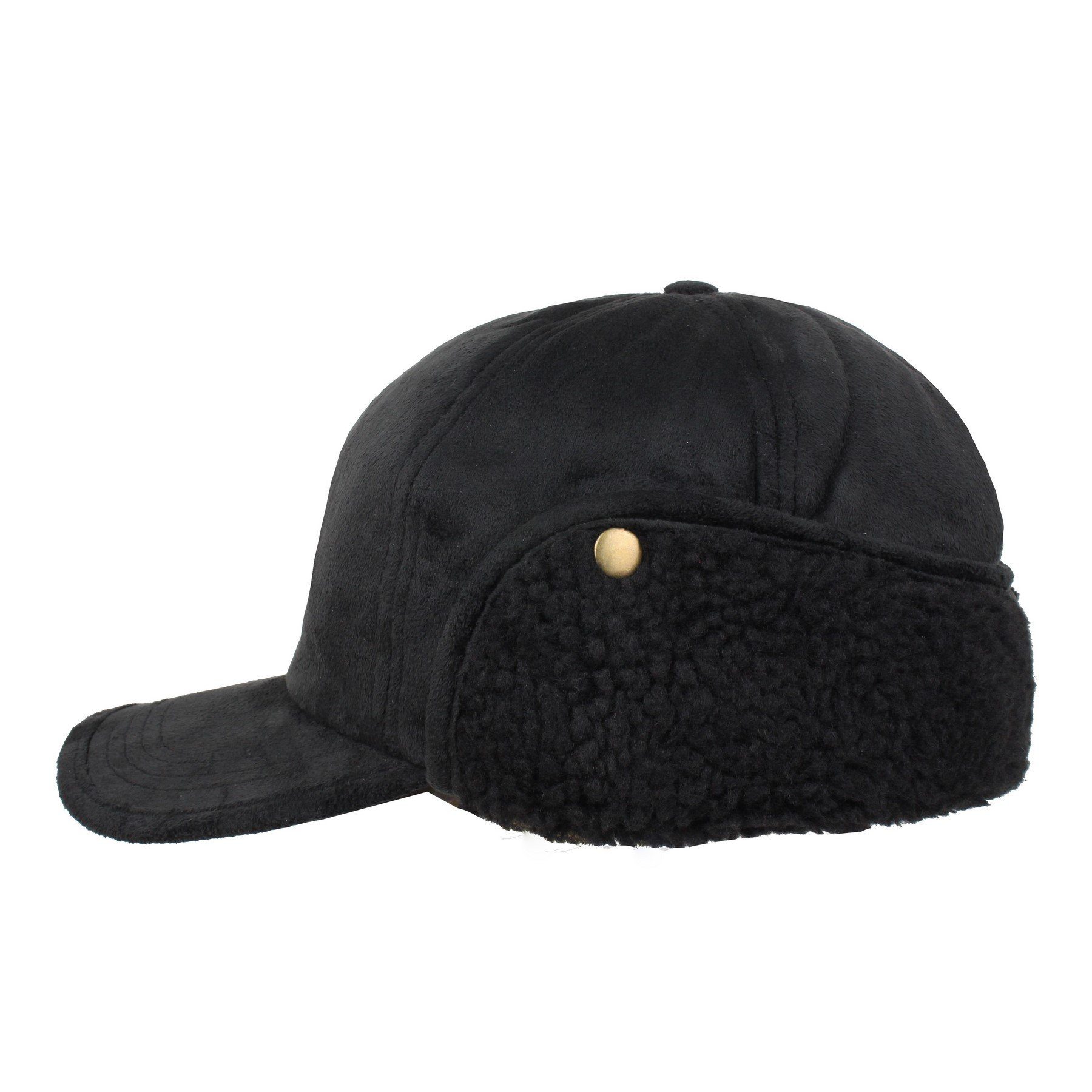 HatBee Baseball Cap Hatbee Winterbasecap mit Ohrenklappen Schwarz
