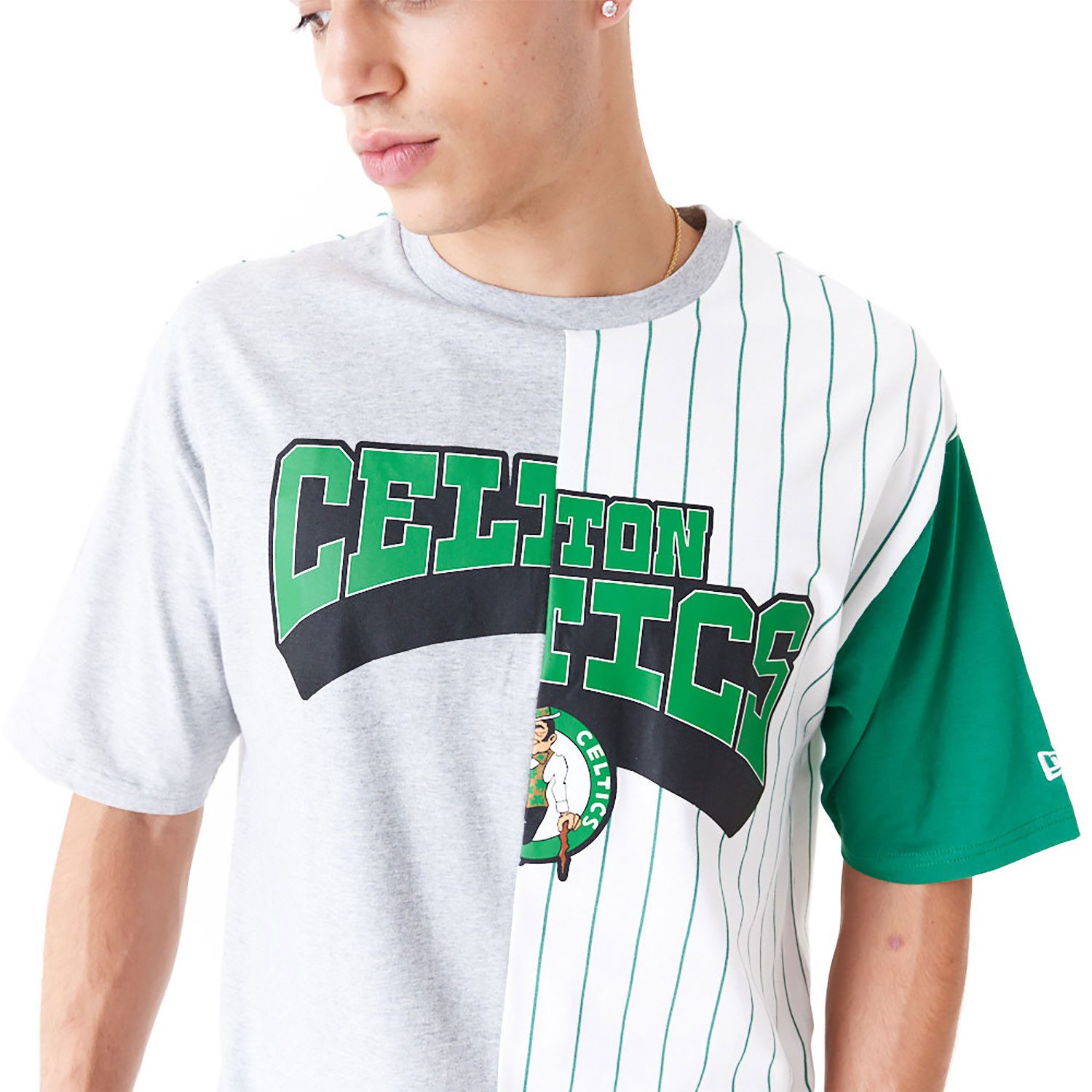 New Era T-Shirt T-Shirt New Era NBA Boston Celtics Half Pinstripe