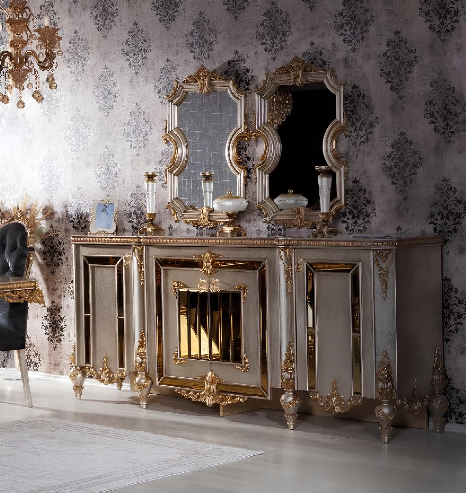 JVmoebel Sideboard Moderne Anrichte mit Spiegel - Мебельset jetzt kaufen (2 St., 1x Sideboard + 2x Spiegel), Made in Europa