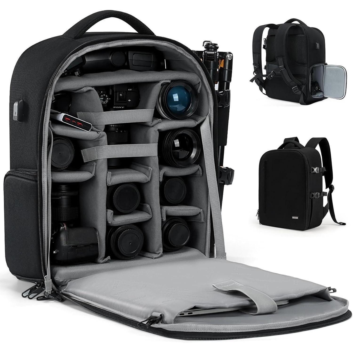 LuxusKollektion Kameratasche Kamerarucksack Wasserdicht Spiegellose SLR Stativ Zubehör Schwarz XXL