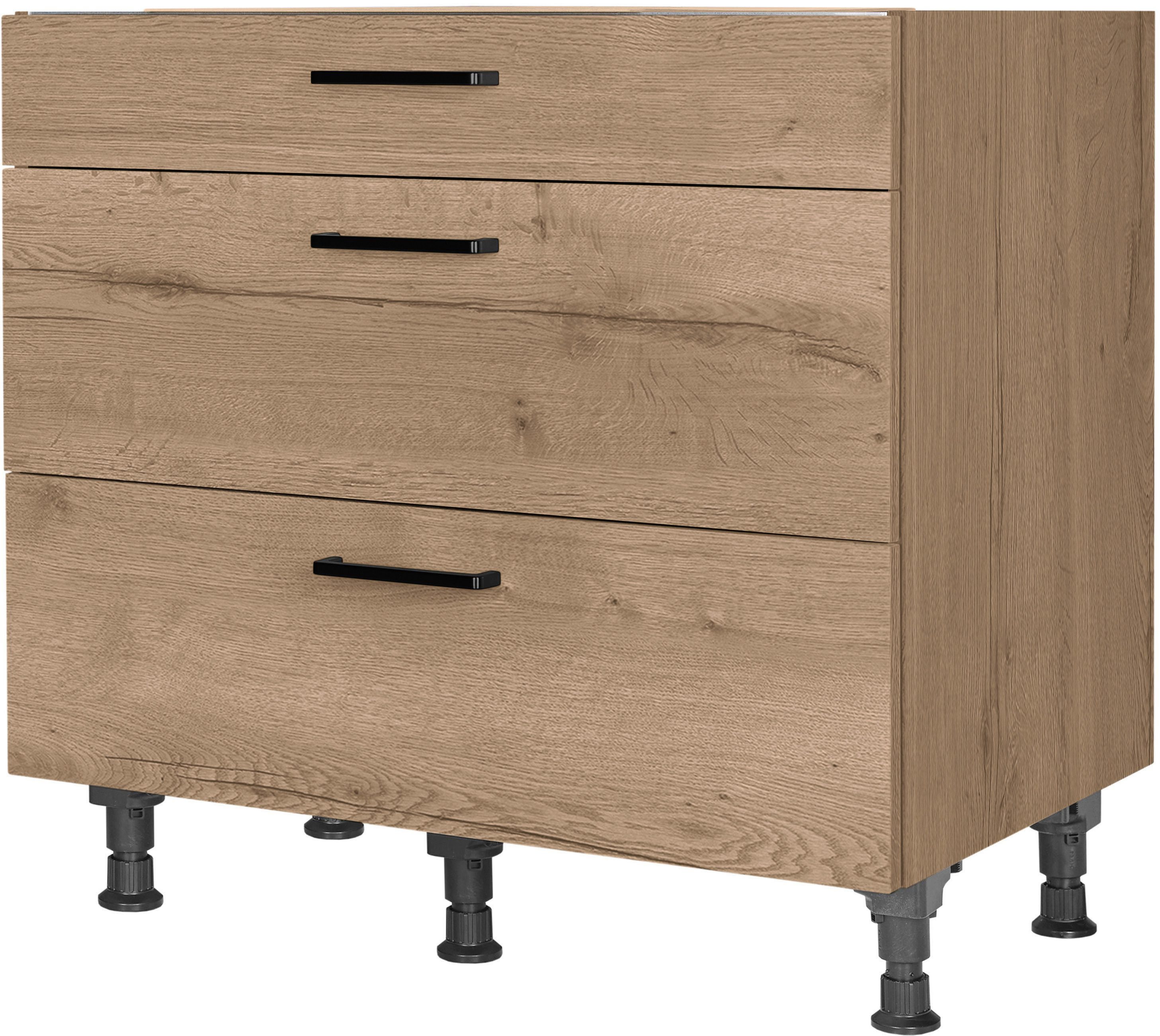 nobilia® Kochfeldumbauschrank "Structura", vormontiert, mit Schubkasten und Auszügen, in den Breiten 60 und 90 cm